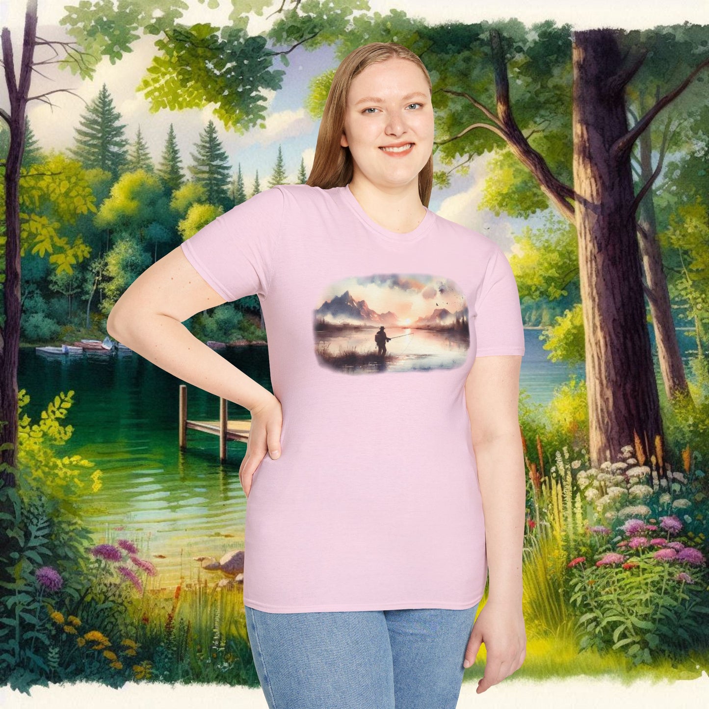 Alone Fishing Tee Unisex Softstyle T-Shirt