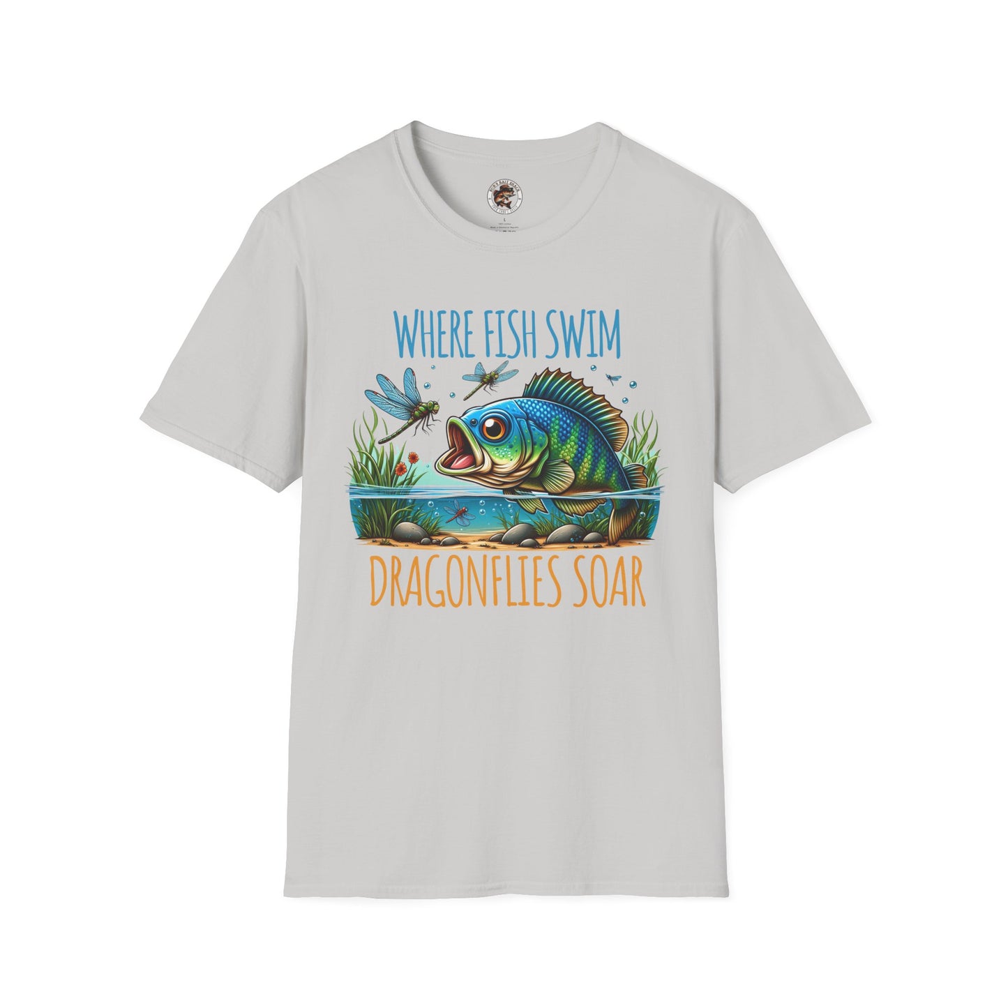 Where Fish Swim, Dragonflies Soar Design T-shirt