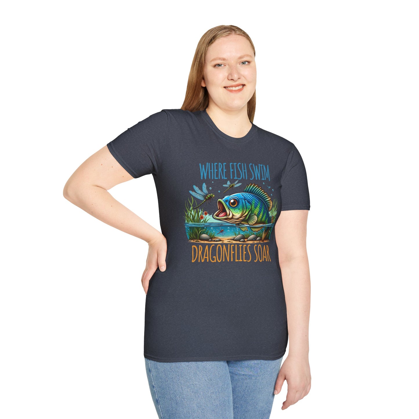 Where Fish Swim, Dragonflies Soar Design T-shirt