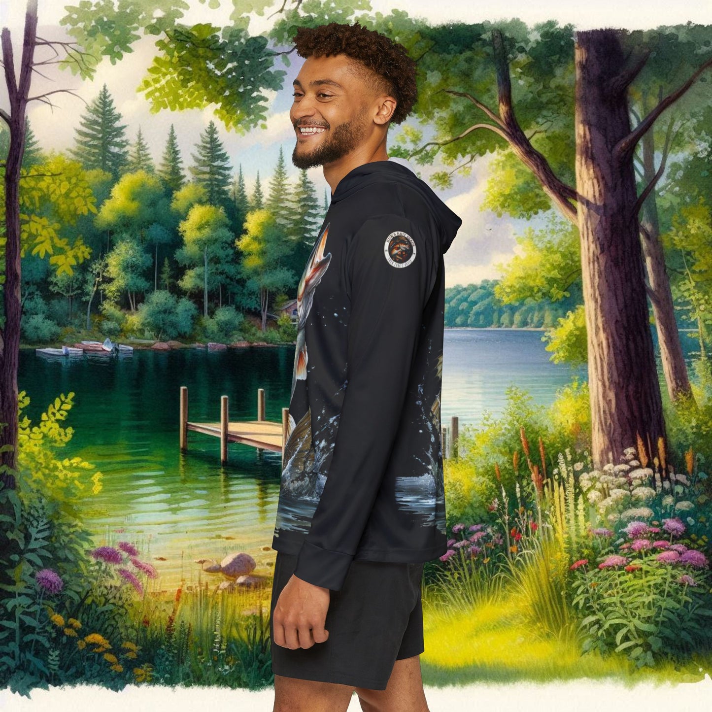 Jumping Bass Men's Sports Warmup Hoodie (AOP)
