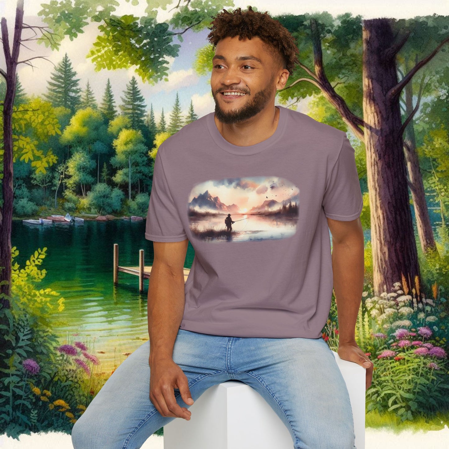 Alone Fishing Tee Unisex Softstyle T-Shirt