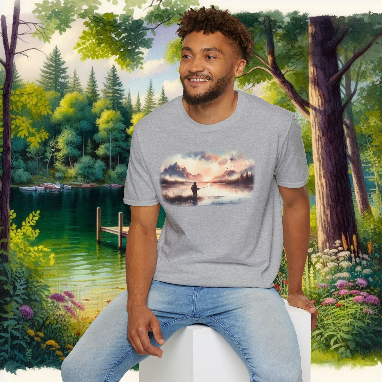 Alone Fishing Tee Unisex Softstyle T-Shirt