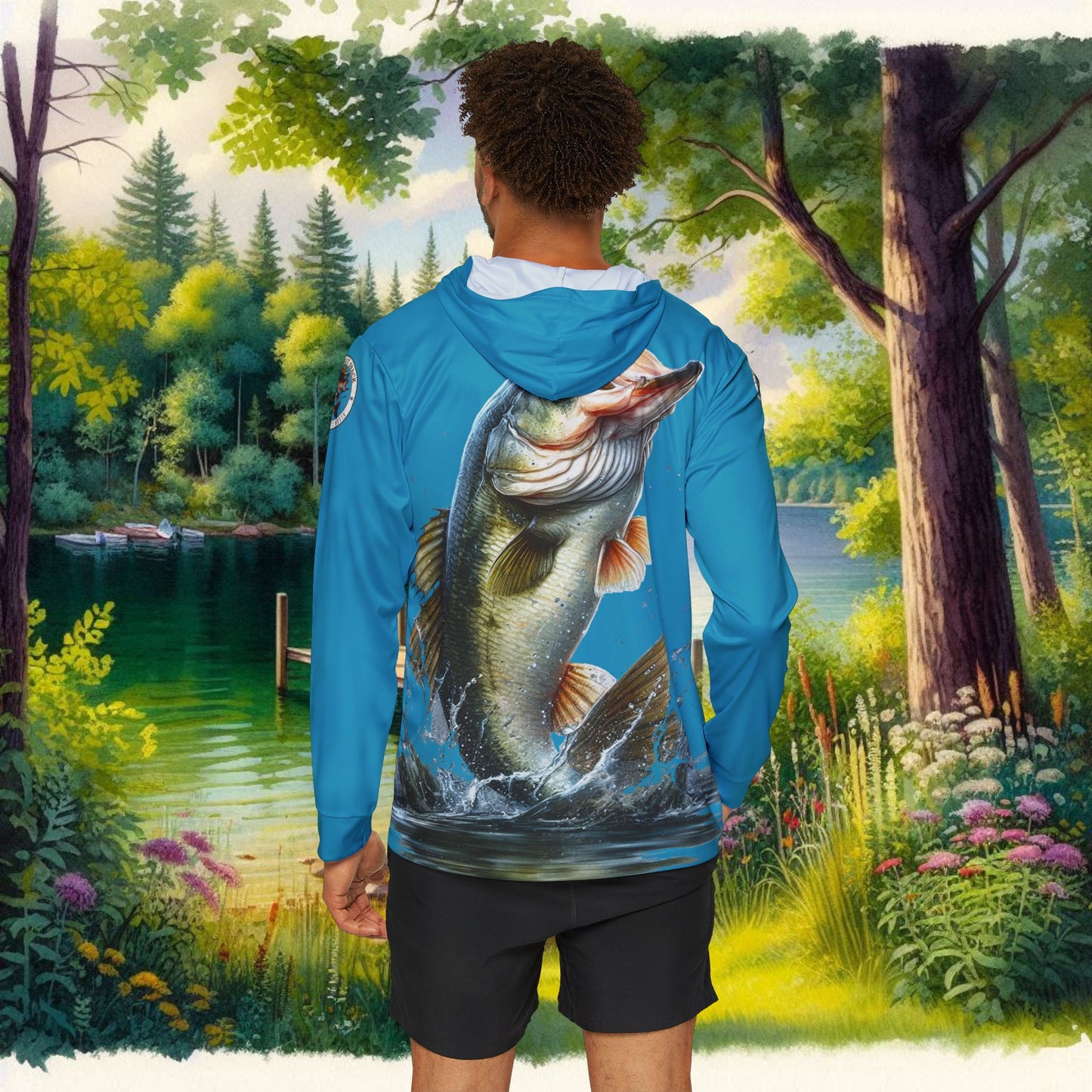 Jumping Bass Men's Sports Warmup Hoodie (AOP)