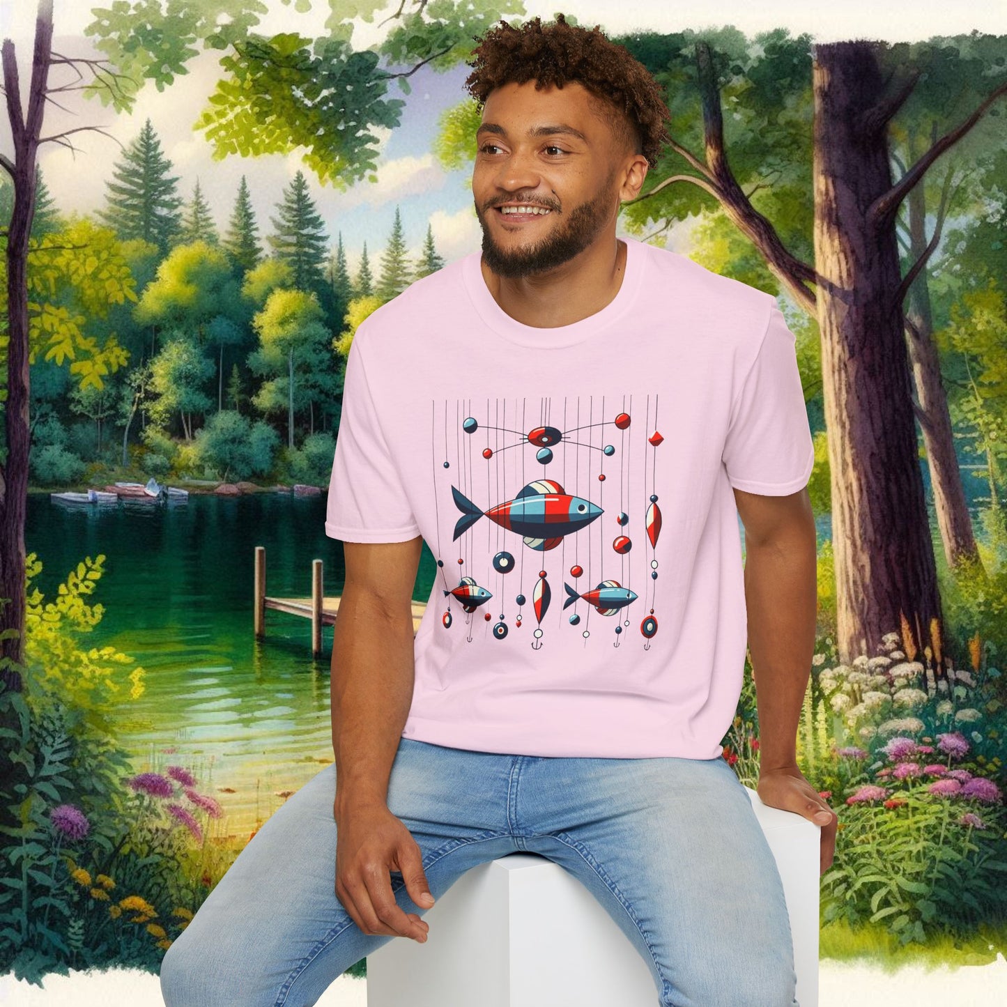 Mobile Fishing Unisex Softstyle T-Shirt