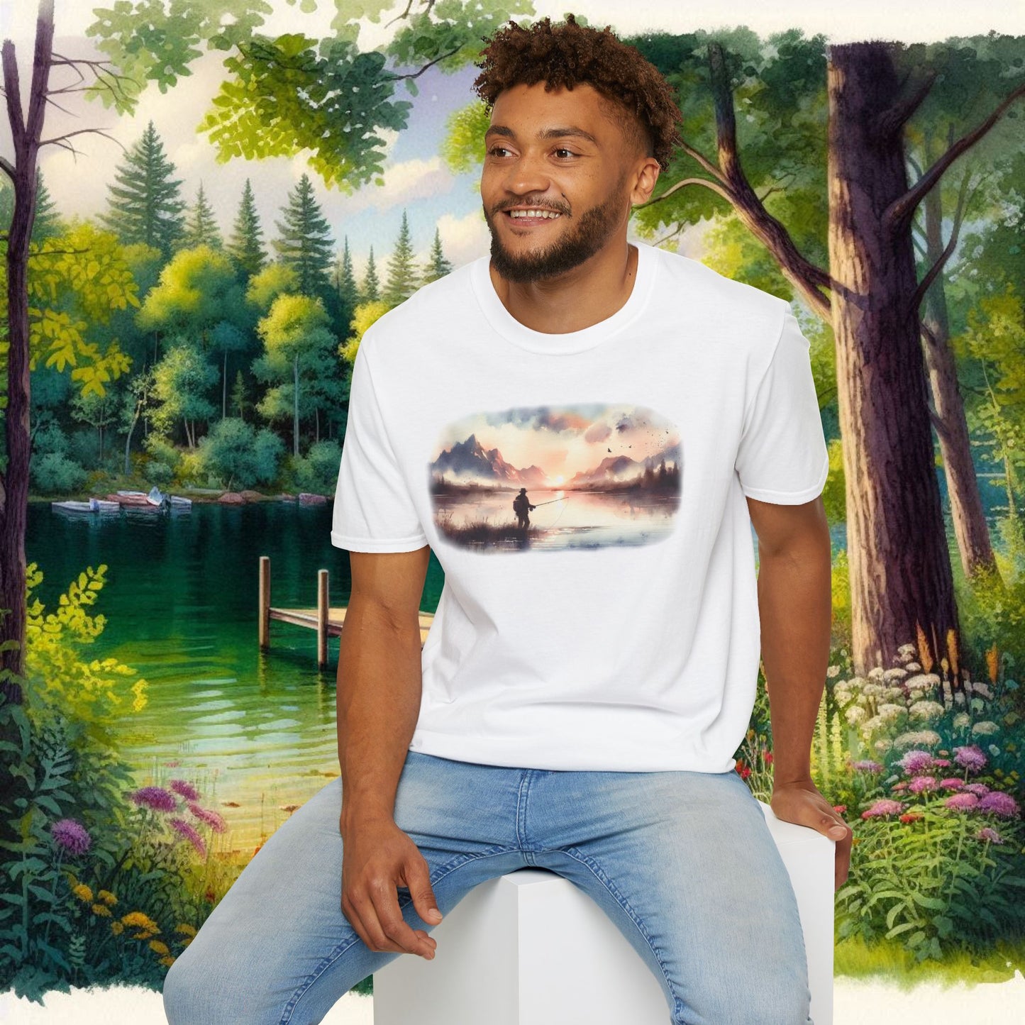 Alone Fishing Tee Unisex Softstyle T-Shirt