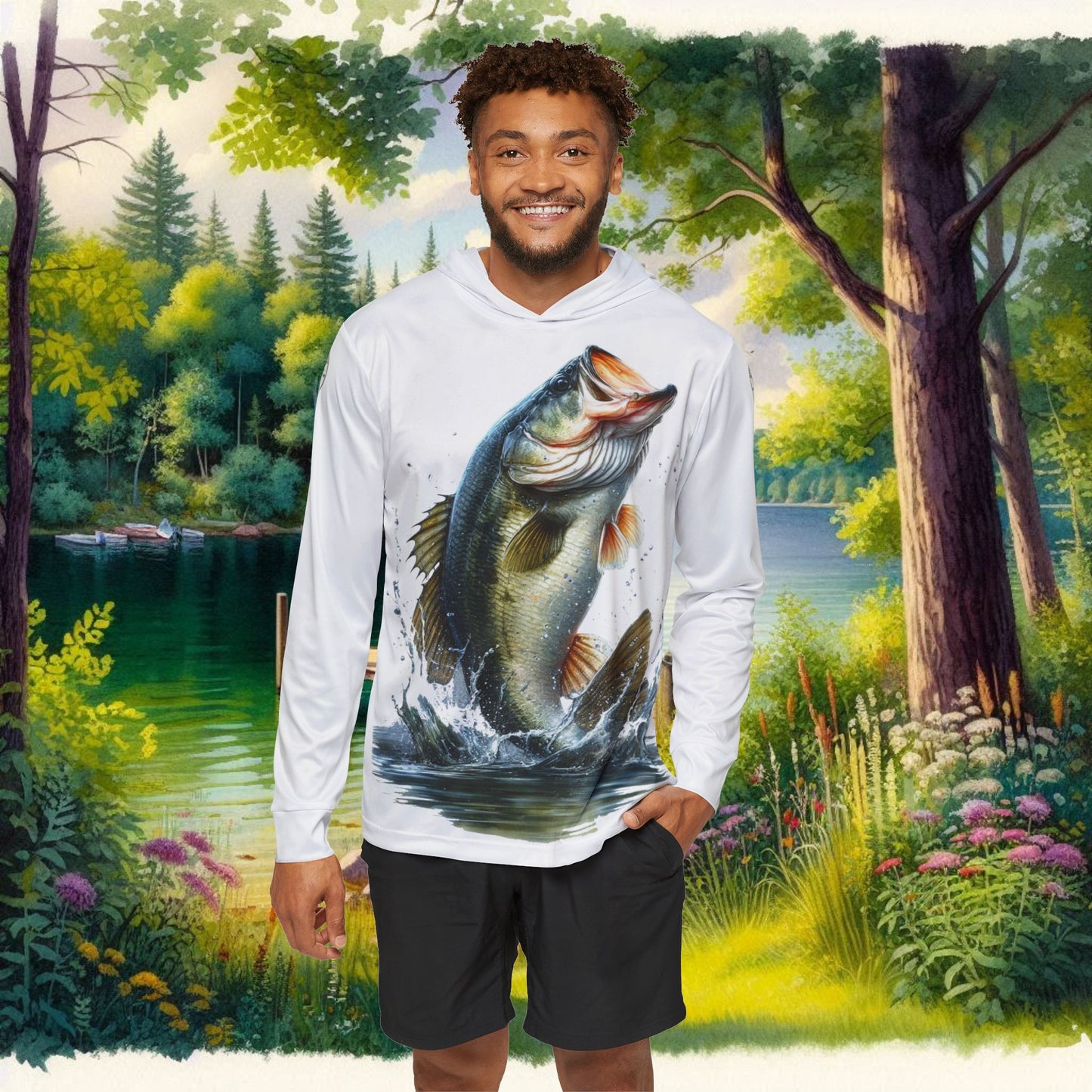 Jumping Bass Men's Sports Warmup Hoodie (AOP)