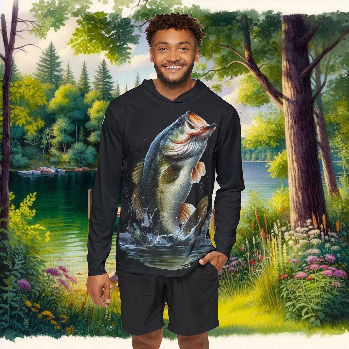 Jumping Bass Men's Sports Warmup Hoodie (AOP)
