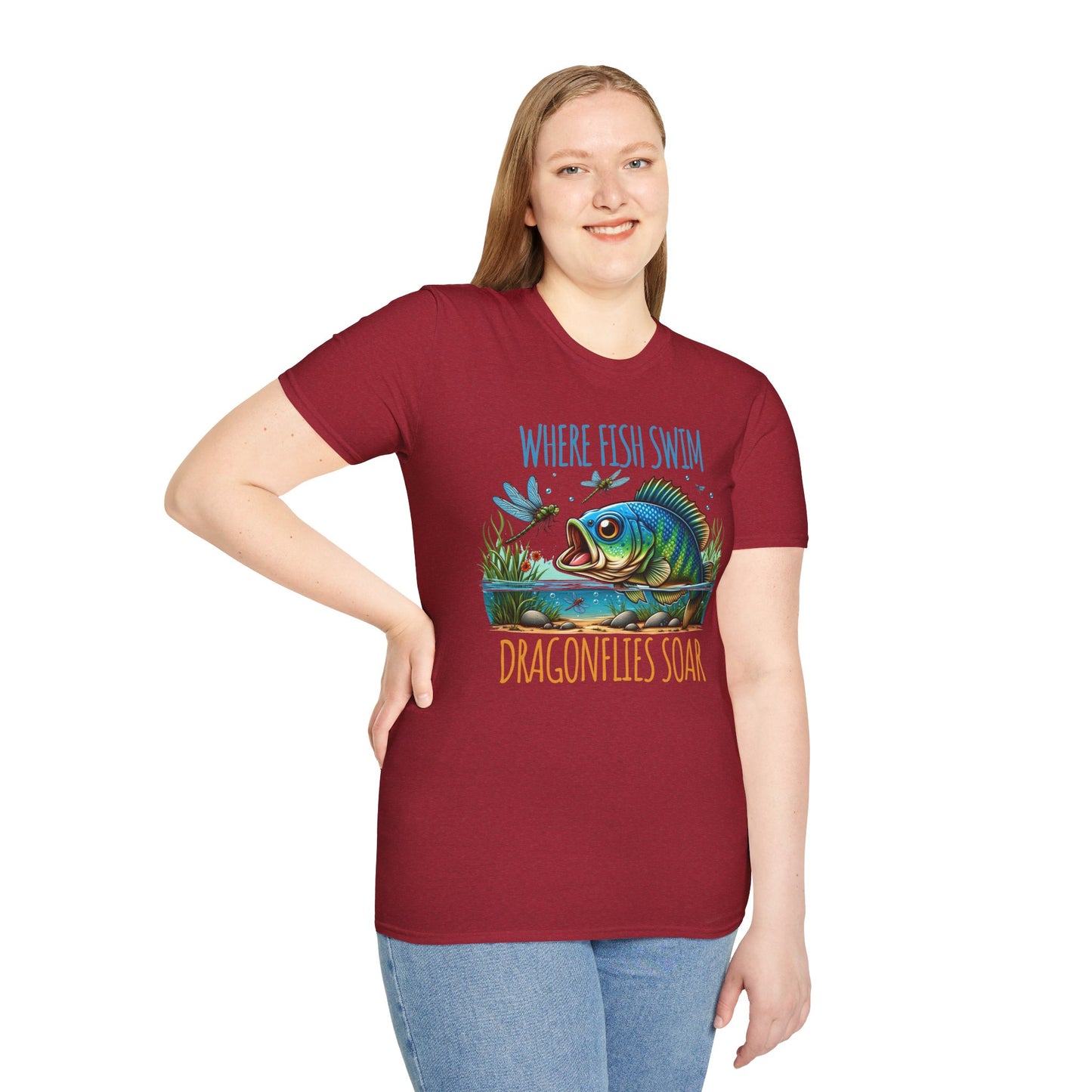 Where Fish Swim, Dragonflies Soar Design T-shirt