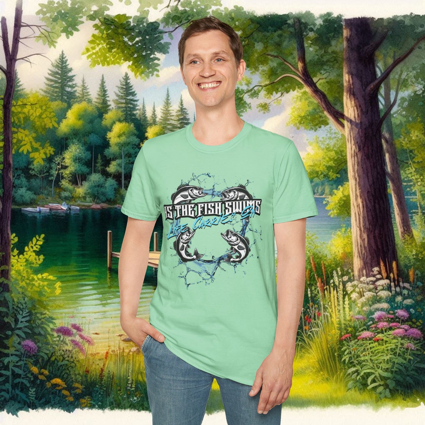 As the Fish Swims T-Shirt BBS Design