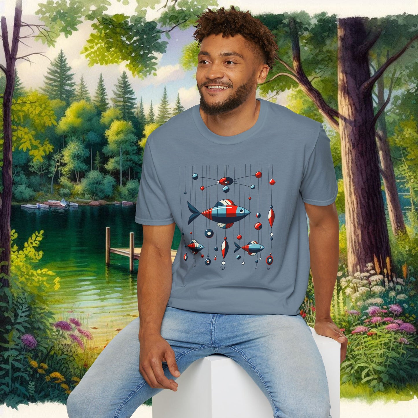 Mobile Fishing Unisex Softstyle T-Shirt