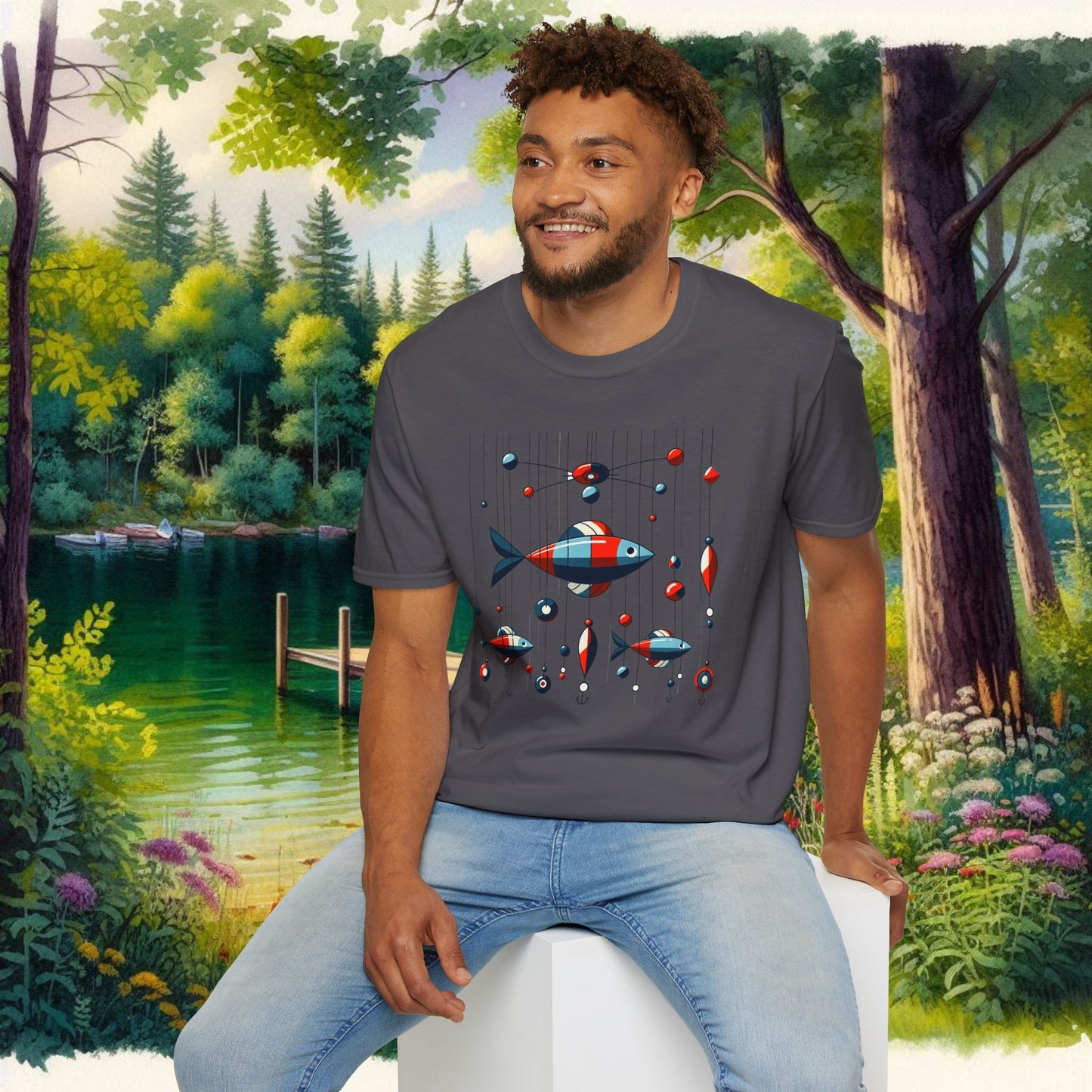 Mobile Fishing Unisex Softstyle T-Shirt