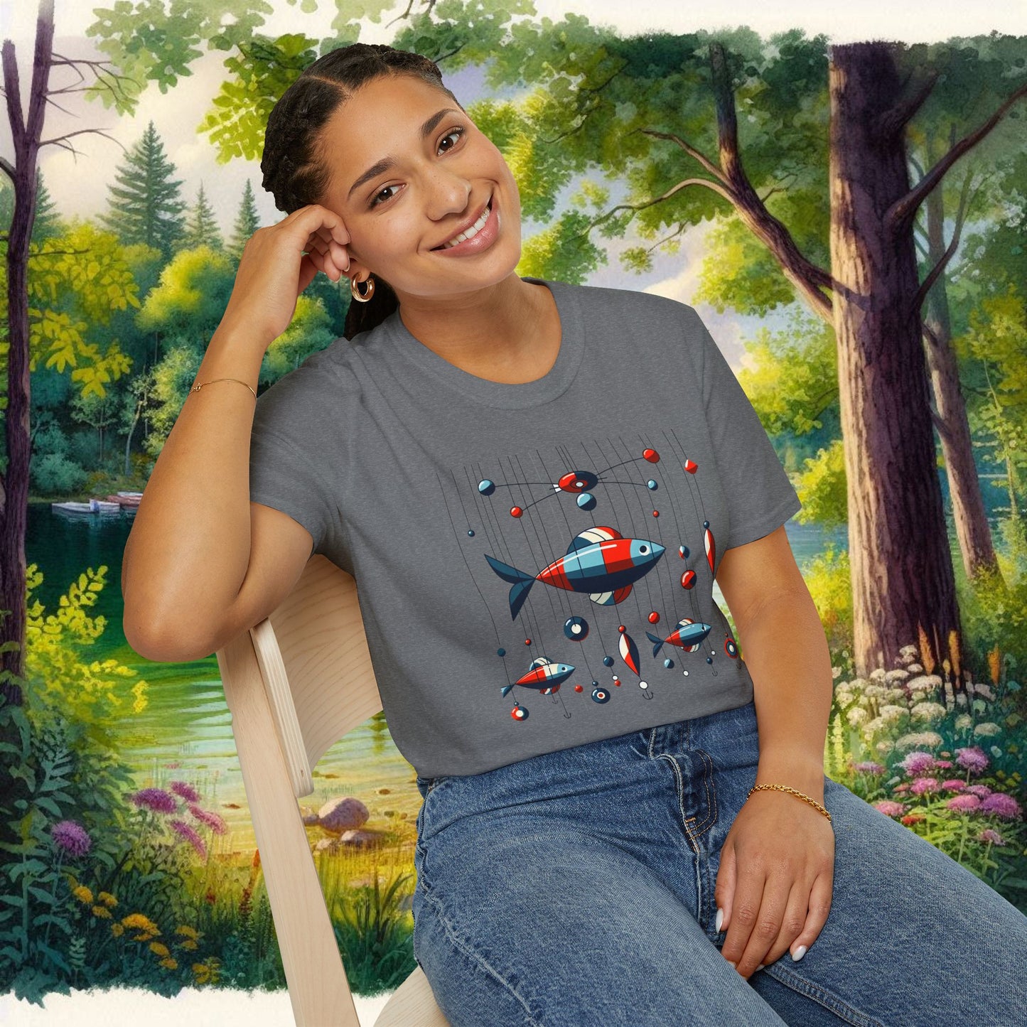 Mobile Fishing Unisex Softstyle T-Shirt