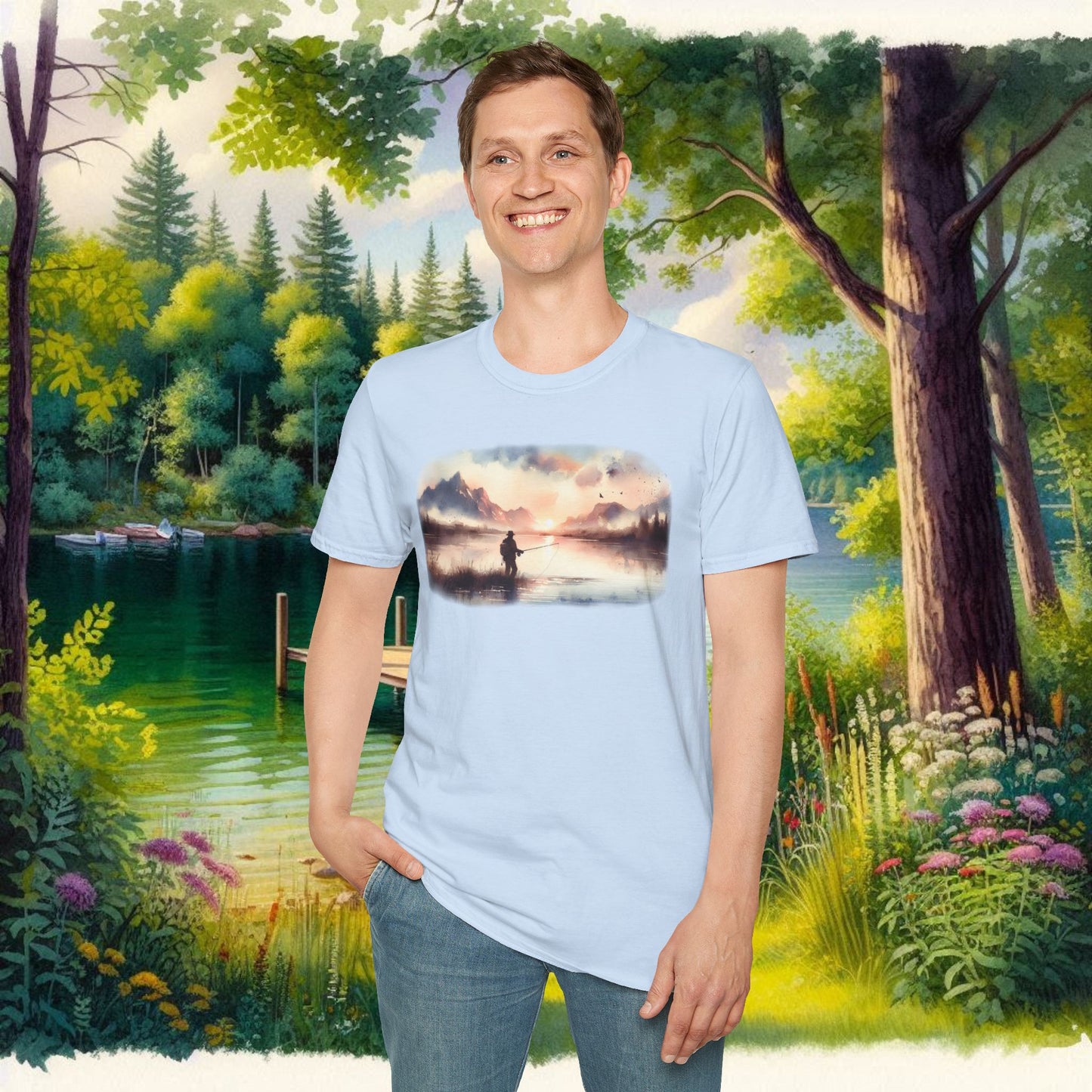 Alone Fishing Tee Unisex Softstyle T-Shirt