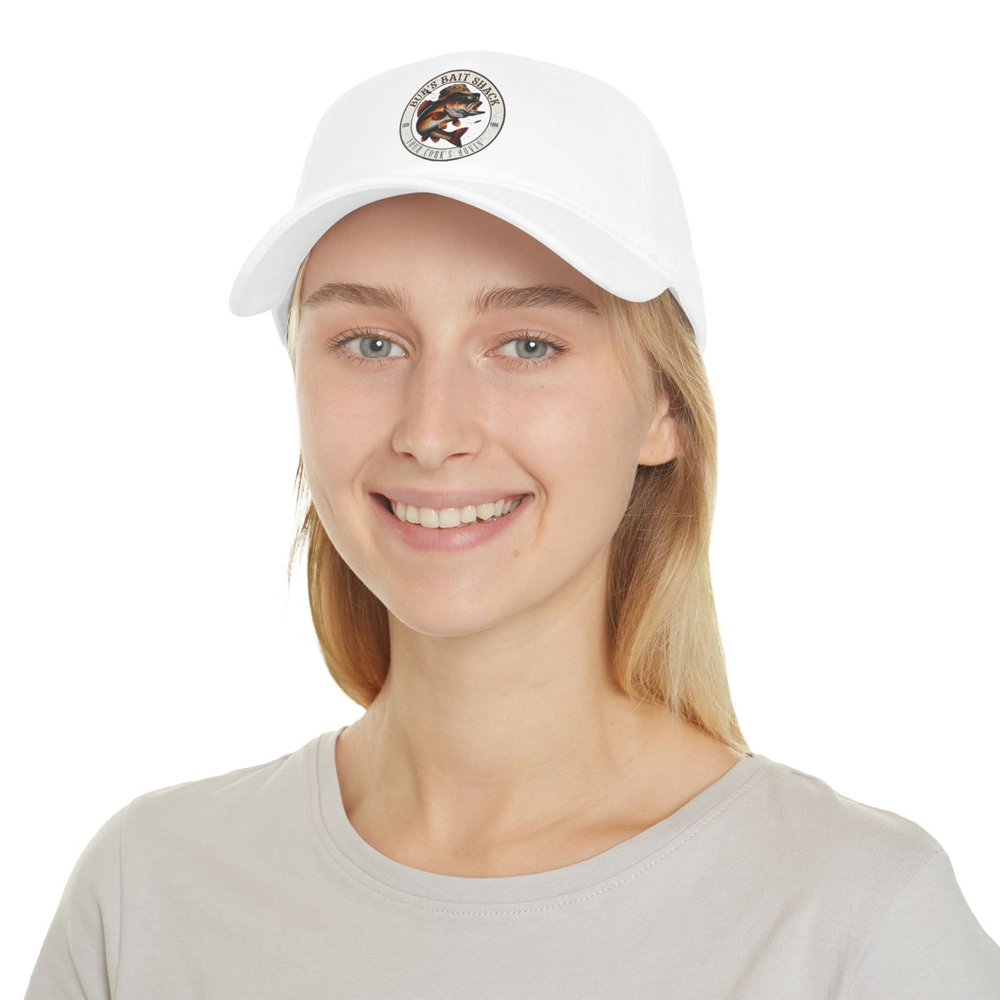 Bubs Bait Shack Low Profile Baseball Cap — White BBS Logo