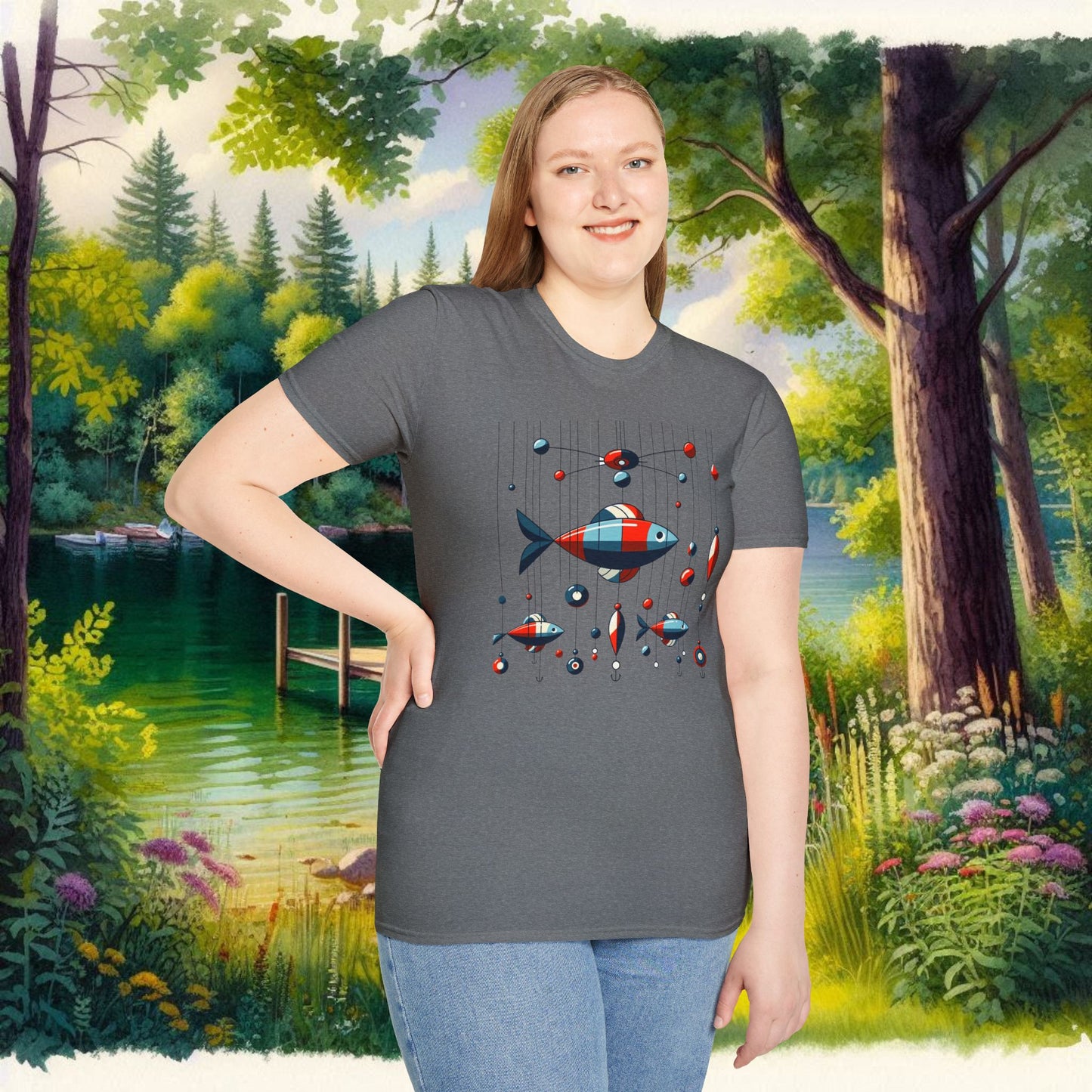 Mobile Fishing Unisex Softstyle T-Shirt