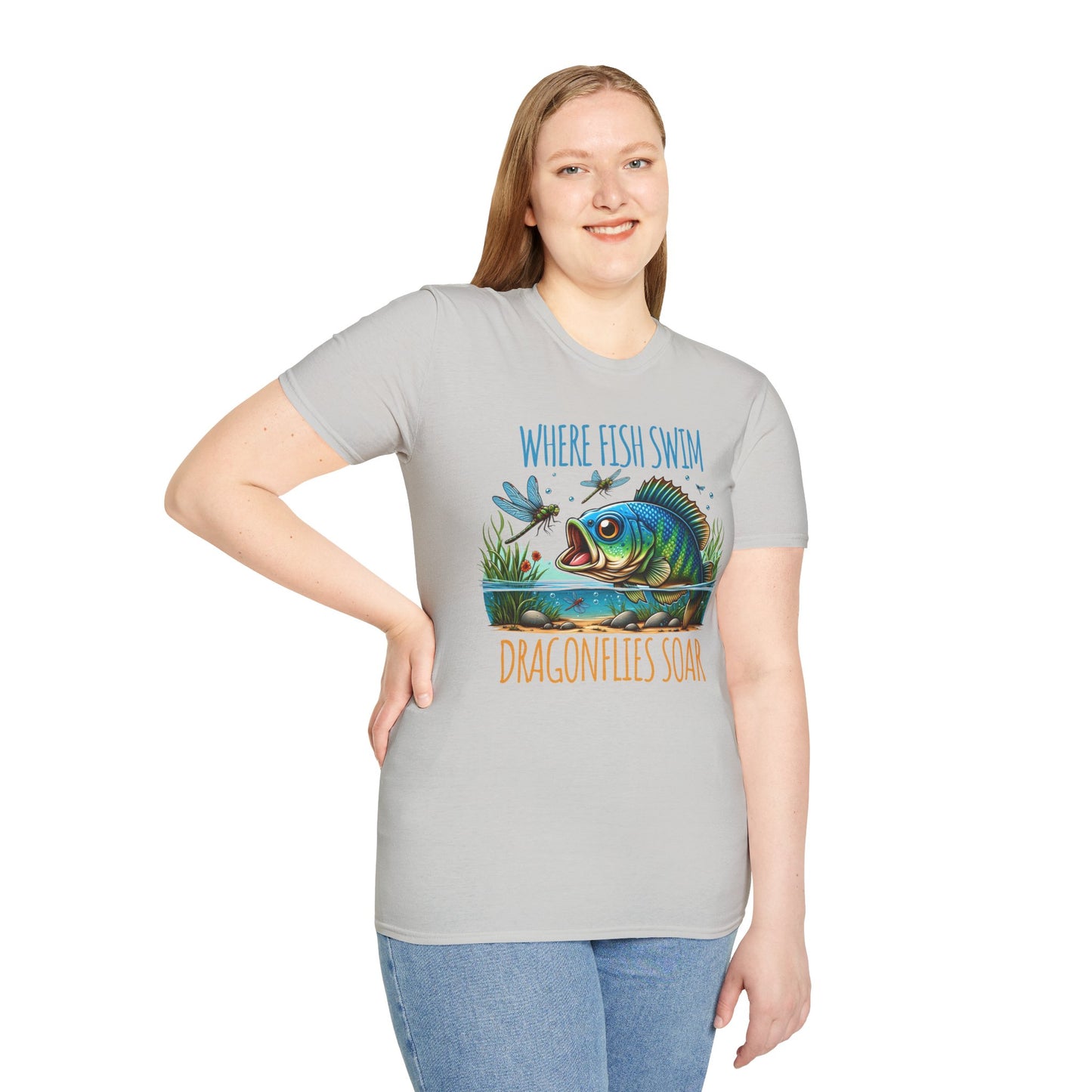 Where Fish Swim, Dragonflies Soar Design T-shirt