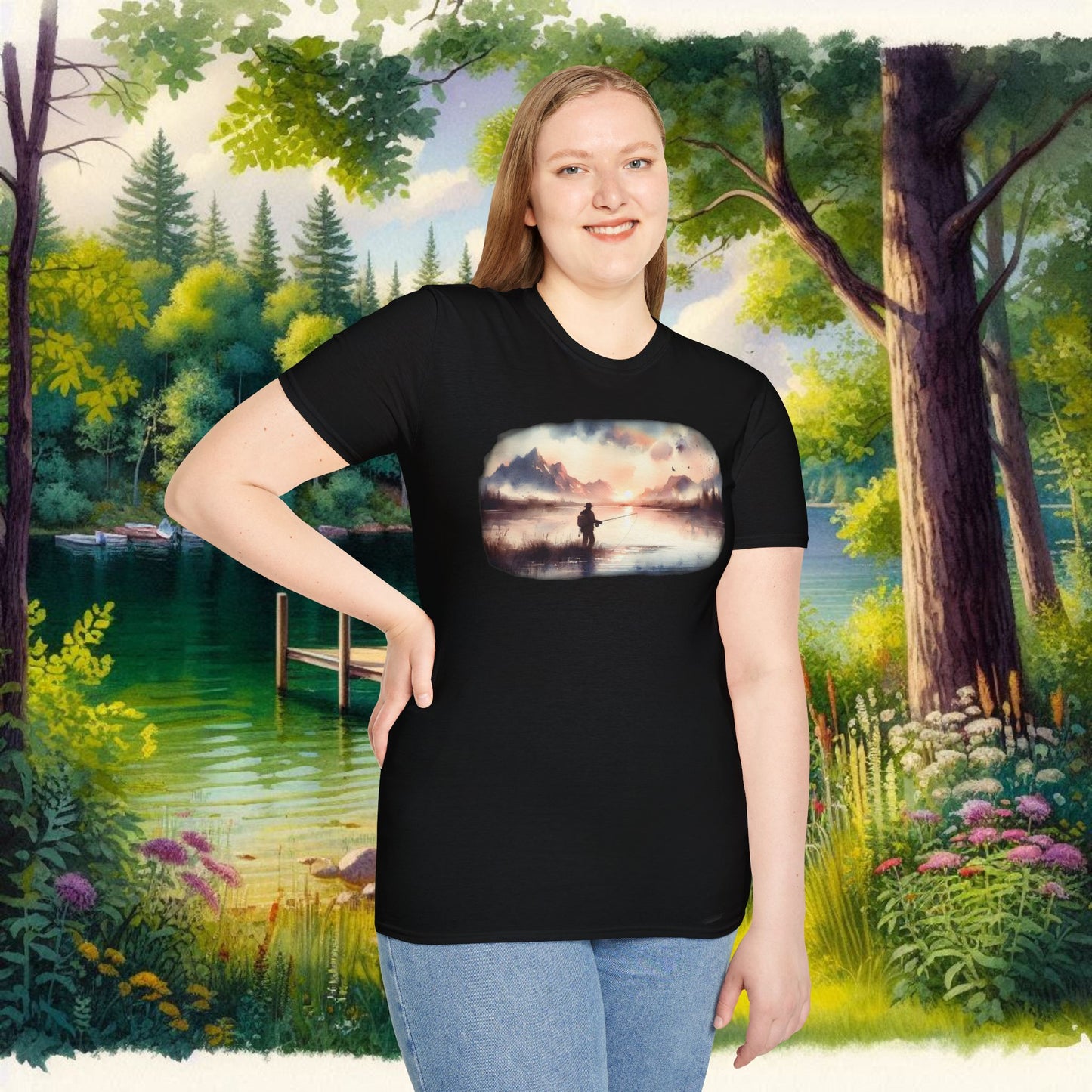 Alone Fishing Tee Unisex Softstyle T-Shirt
