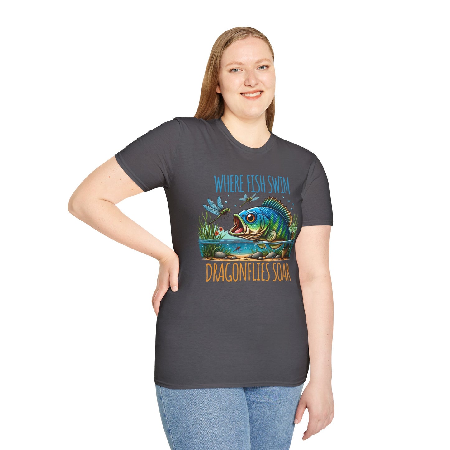 Where Fish Swim, Dragonflies Soar Design T-shirt