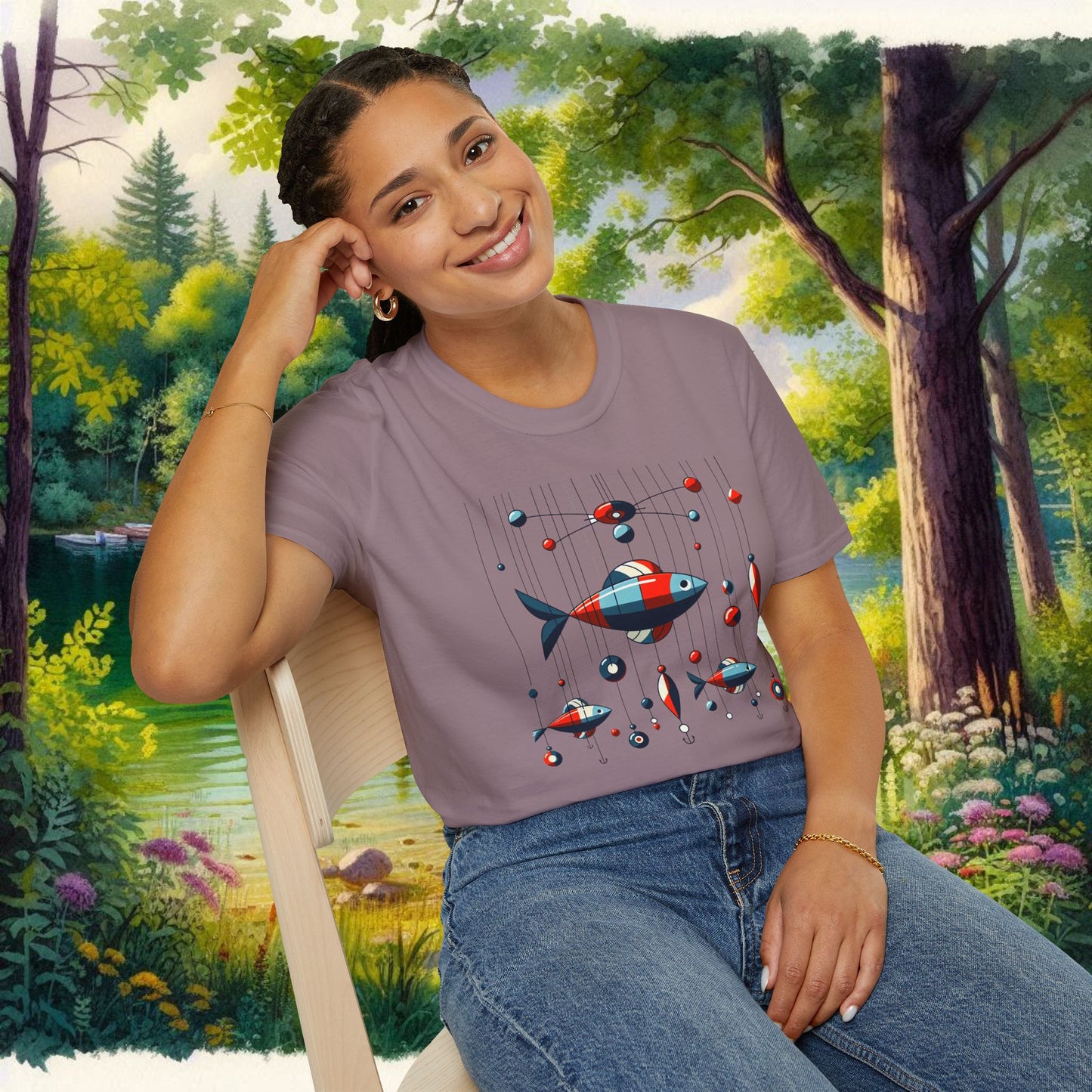 Mobile Fishing Unisex Softstyle T-Shirt