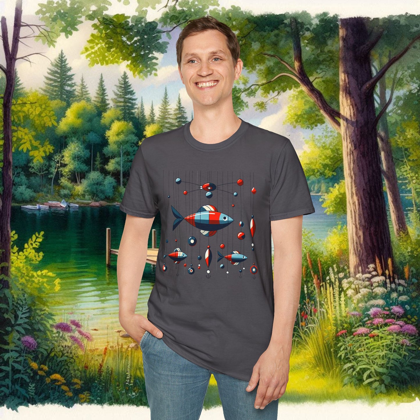 Mobile Fishing Unisex Softstyle T-Shirt
