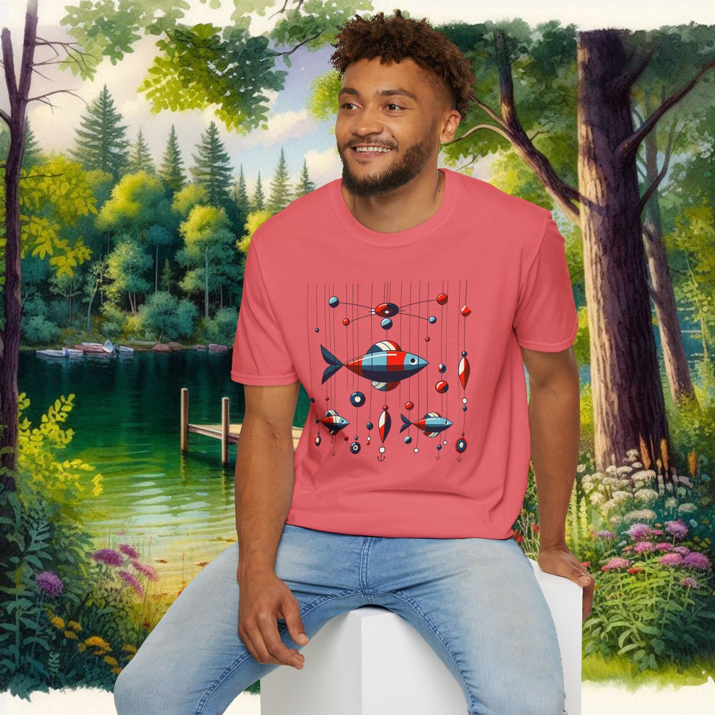 Mobile Fishing Unisex Softstyle T-Shirt