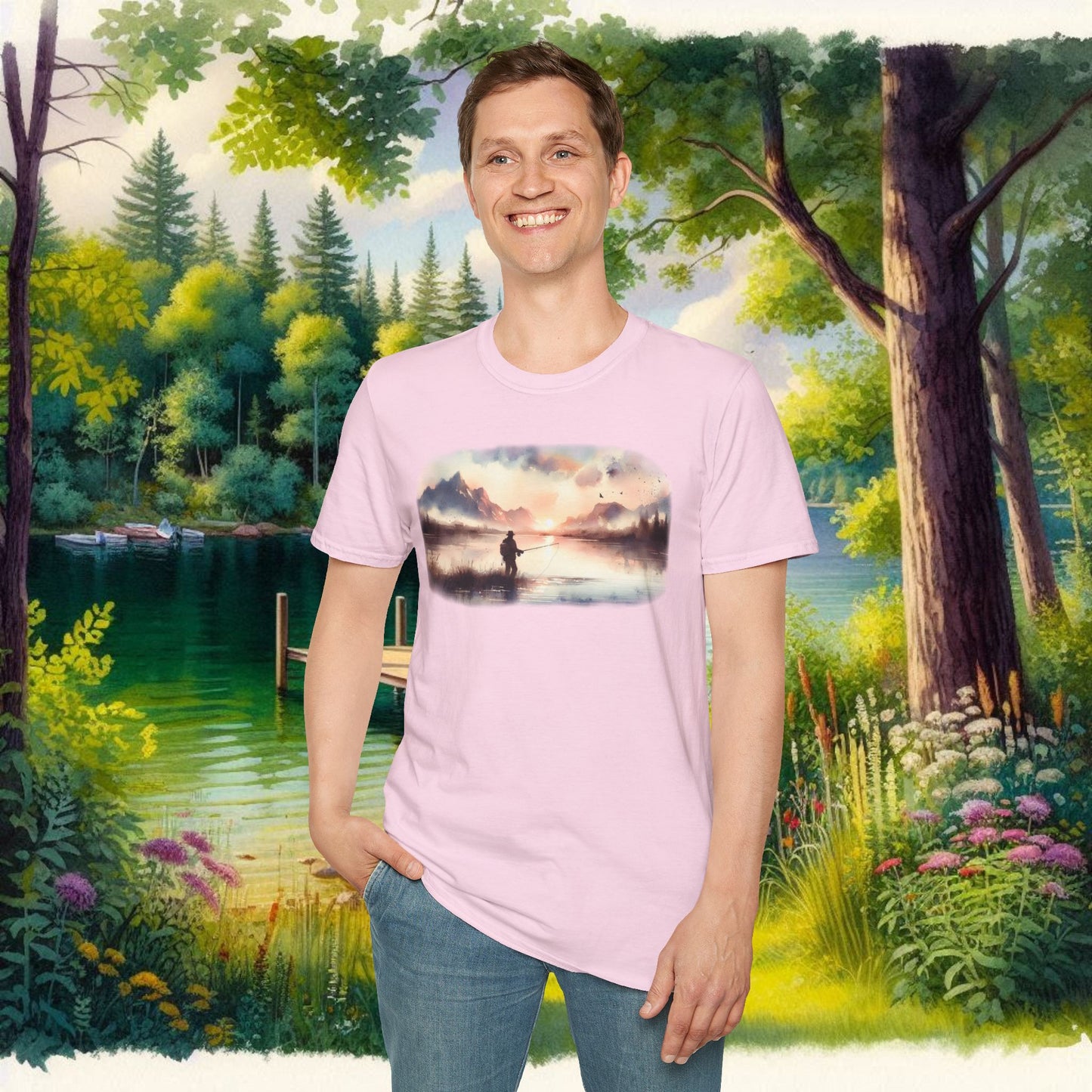 Alone Fishing Tee Unisex Softstyle T-Shirt