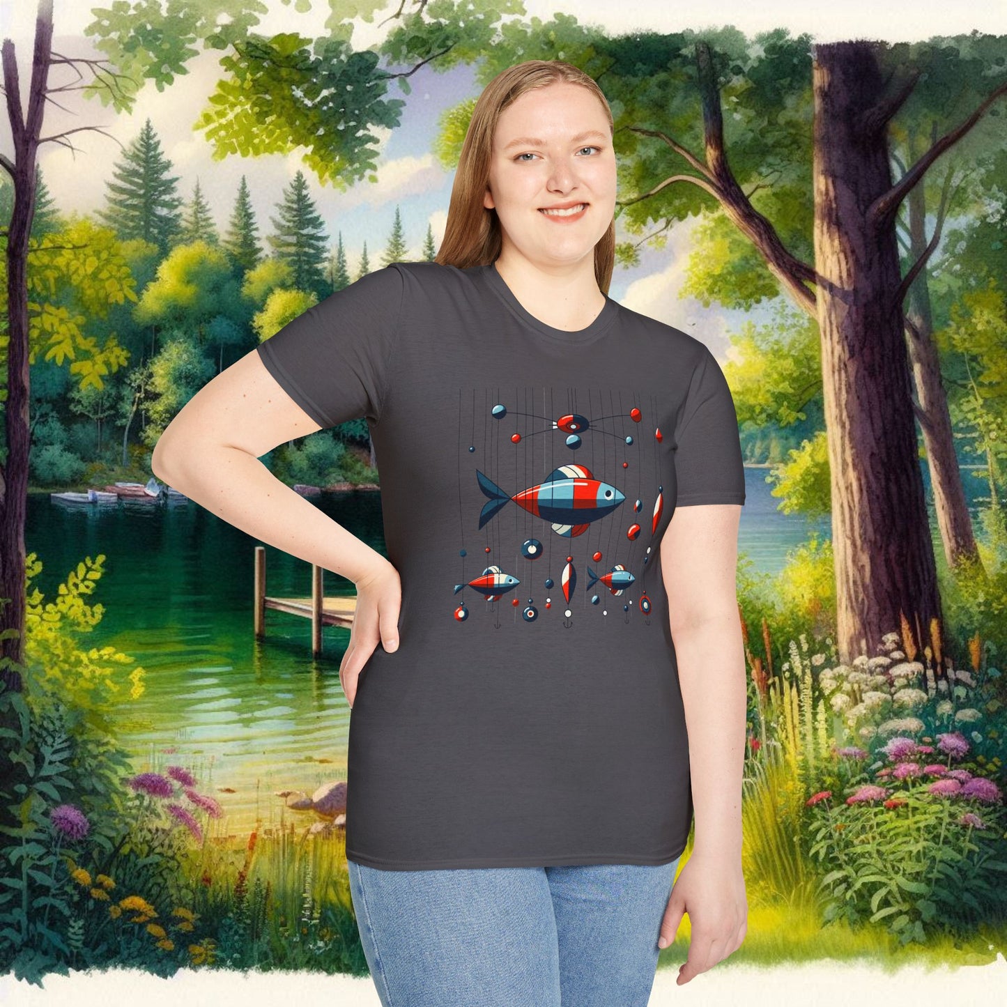 Mobile Fishing Unisex Softstyle T-Shirt