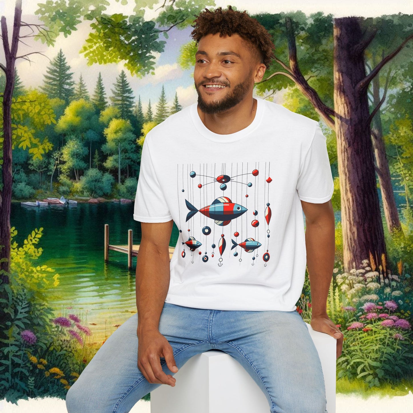 Mobile Fishing Unisex Softstyle T-Shirt