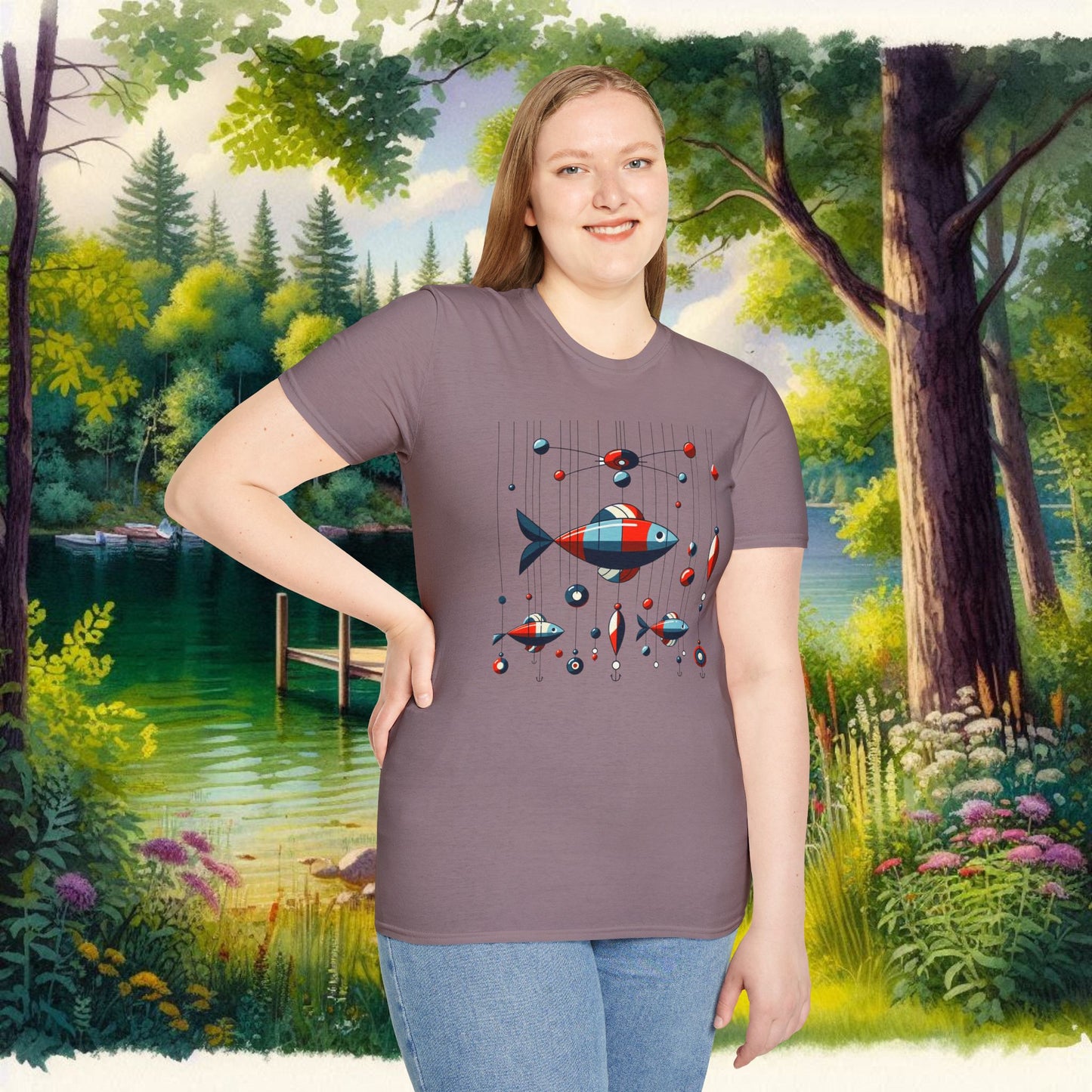 Mobile Fishing Unisex Softstyle T-Shirt