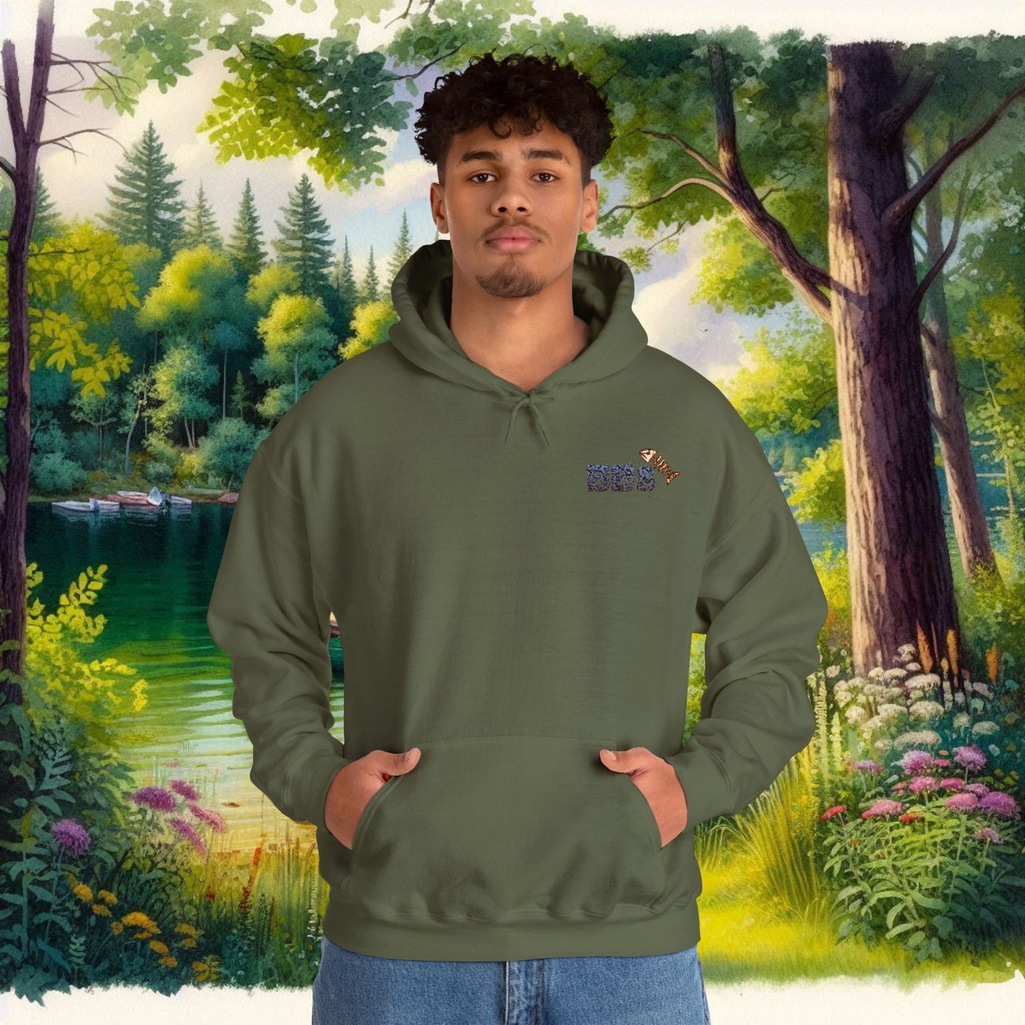 BBS Woodcut Bass Heavy Blend™ Hooded Sweatshirt