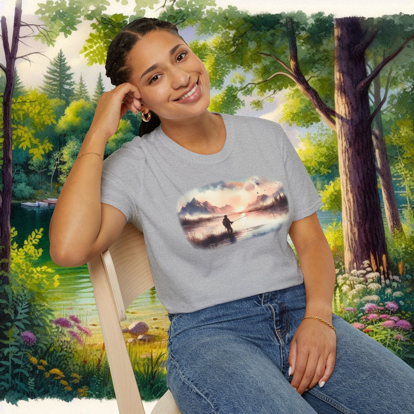 Alone Fishing Tee Unisex Softstyle T-Shirt