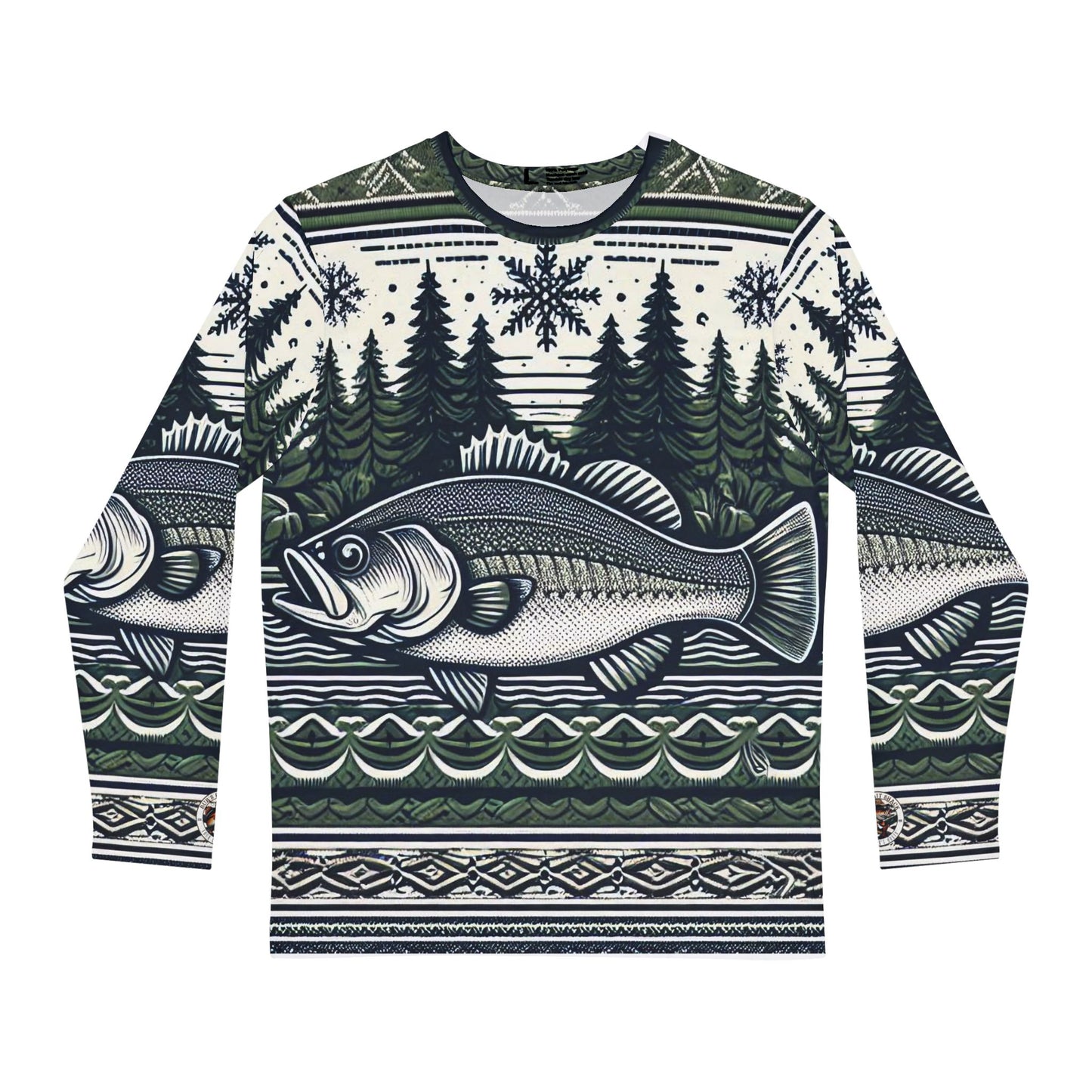 Long Sleeve Shirt Bub's Bait Shack Green Bass Ugly Christmas Sweater