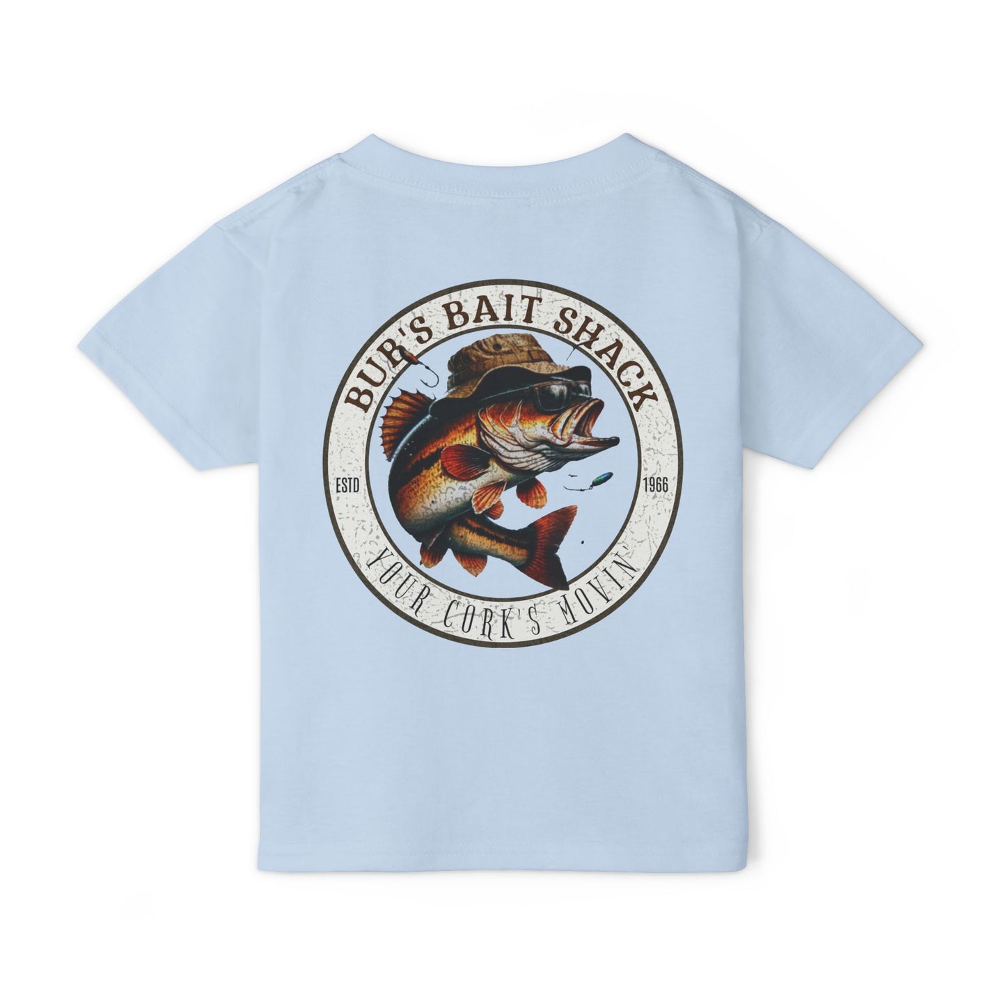 Bub's Bait Shack Heavy Cotton™ Toddler T-shirt with Back Image