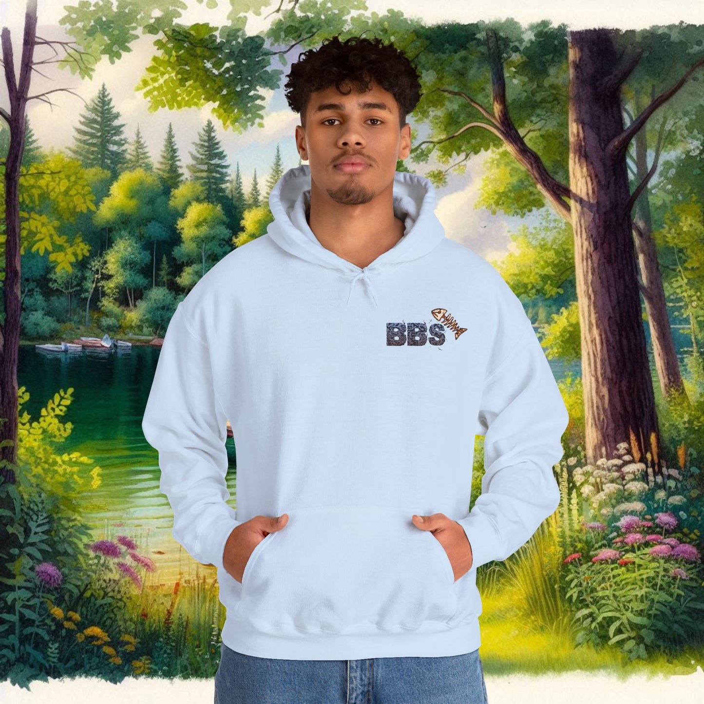 BBS Classic Hoodie Unisex Heavy Blend™ Hooded Sweatshirt with image on back
