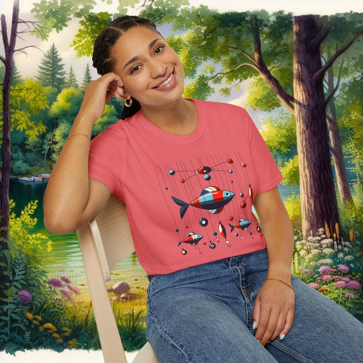 Mobile Fishing Unisex Softstyle T-Shirt