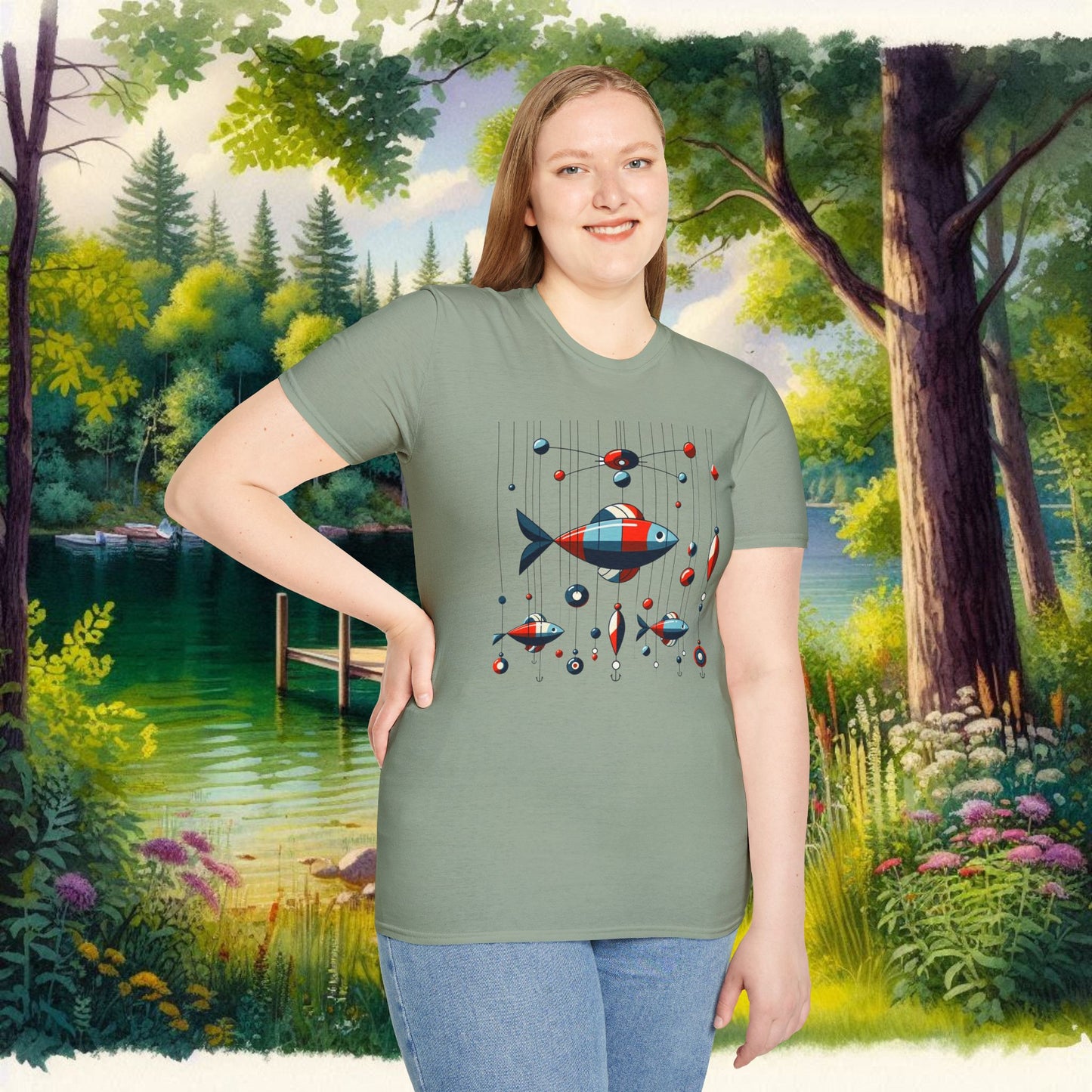 Mobile Fishing Unisex Softstyle T-Shirt
