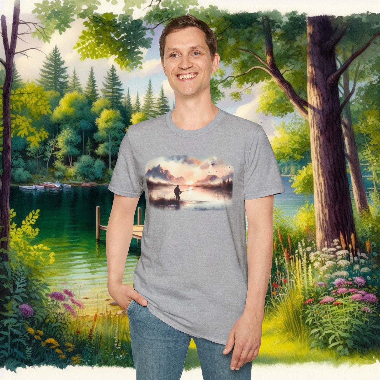Alone Fishing Tee Unisex Softstyle T-Shirt