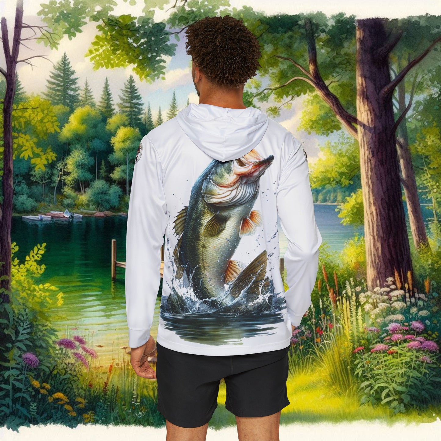 Jumping Bass Men's Sports Warmup Hoodie (AOP)