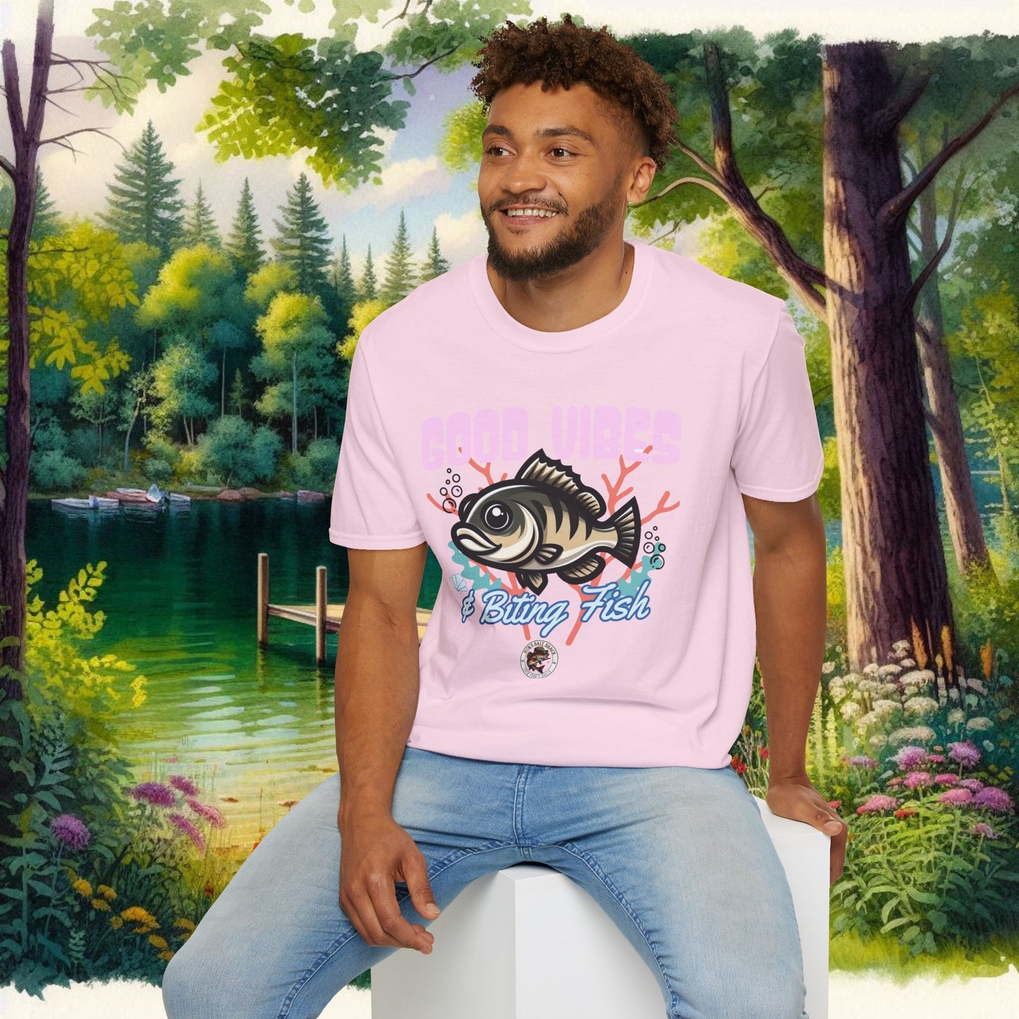 Good Vibes and Biting Fish Tee Unisex Softstyle T-Shirt