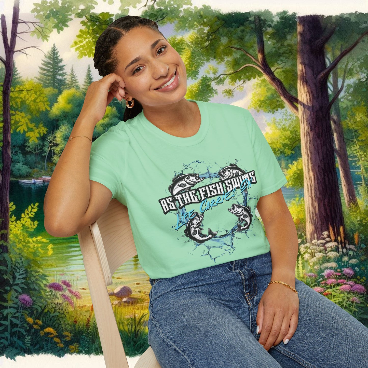 As the Fish Swims T-Shirt BBS Design