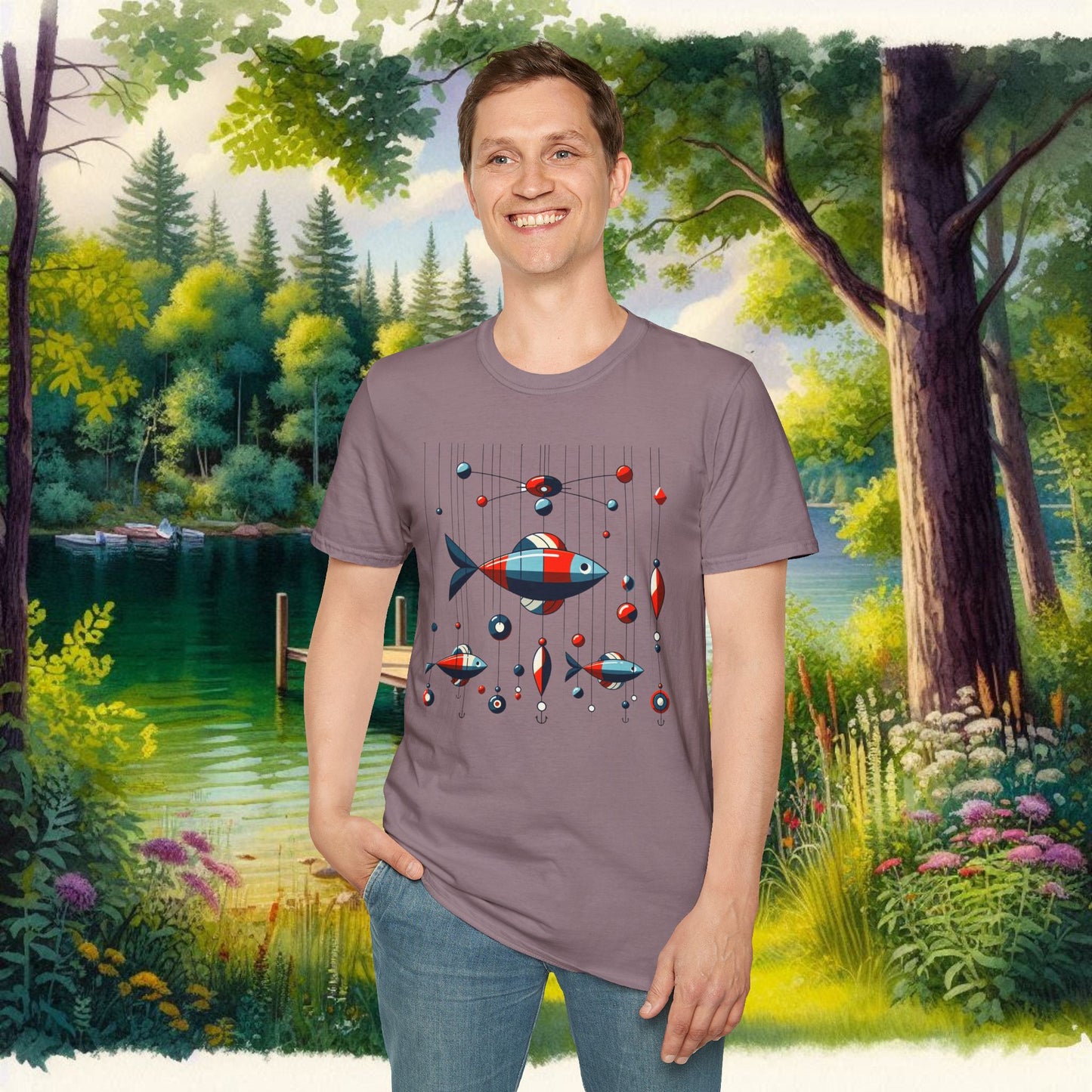 Mobile Fishing Unisex Softstyle T-Shirt