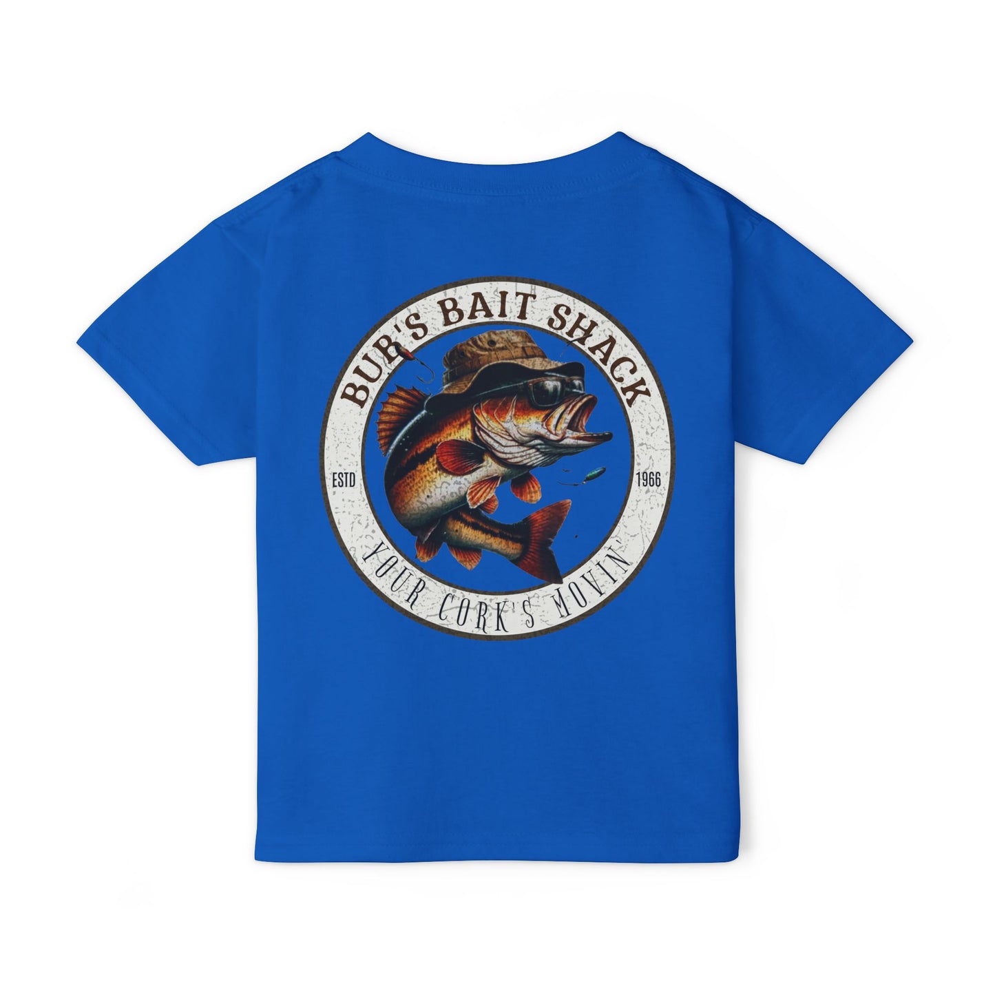 Bub's Bait Shack Heavy Cotton™ Toddler T-shirt with Back Image