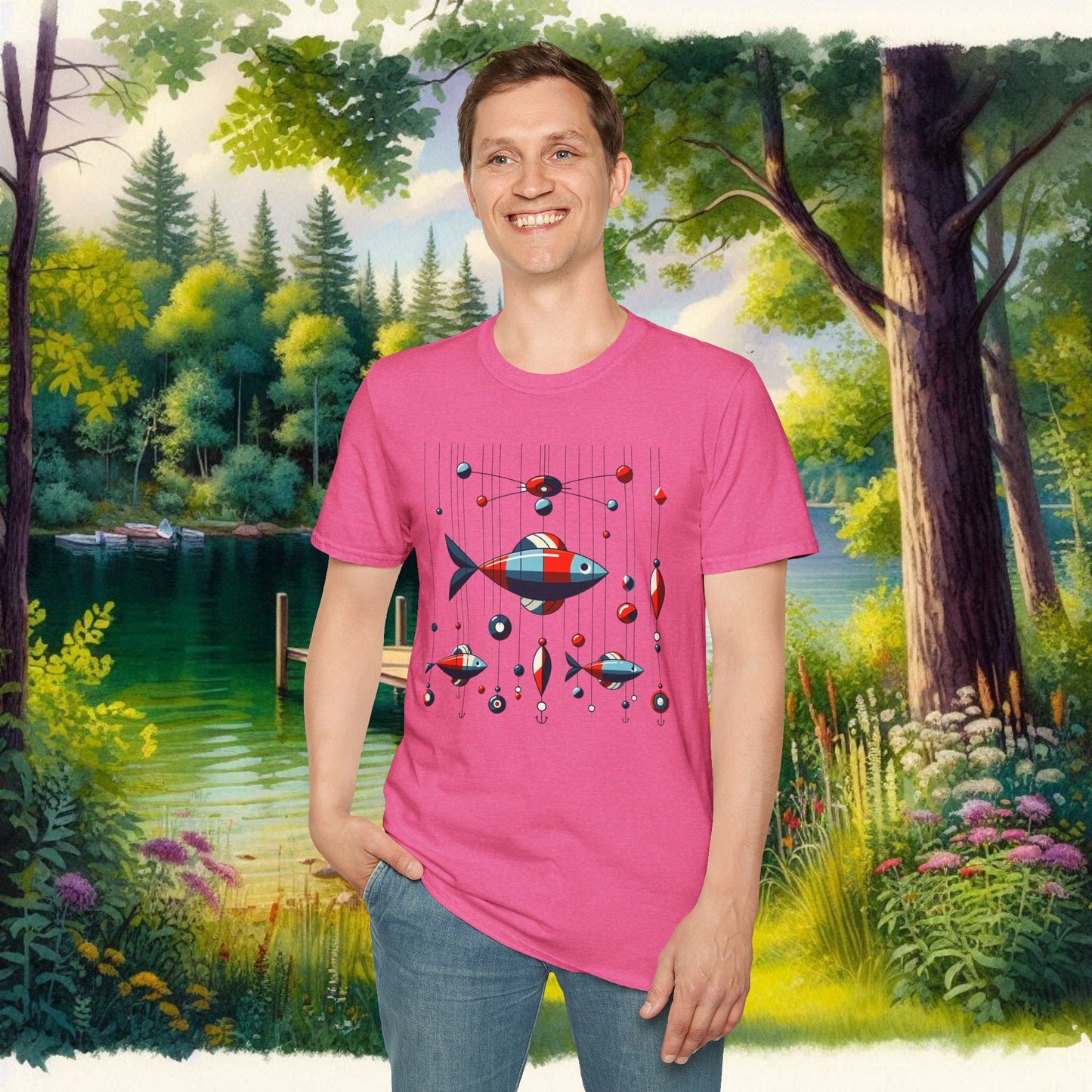 Mobile Fishing Unisex Softstyle T-Shirt
