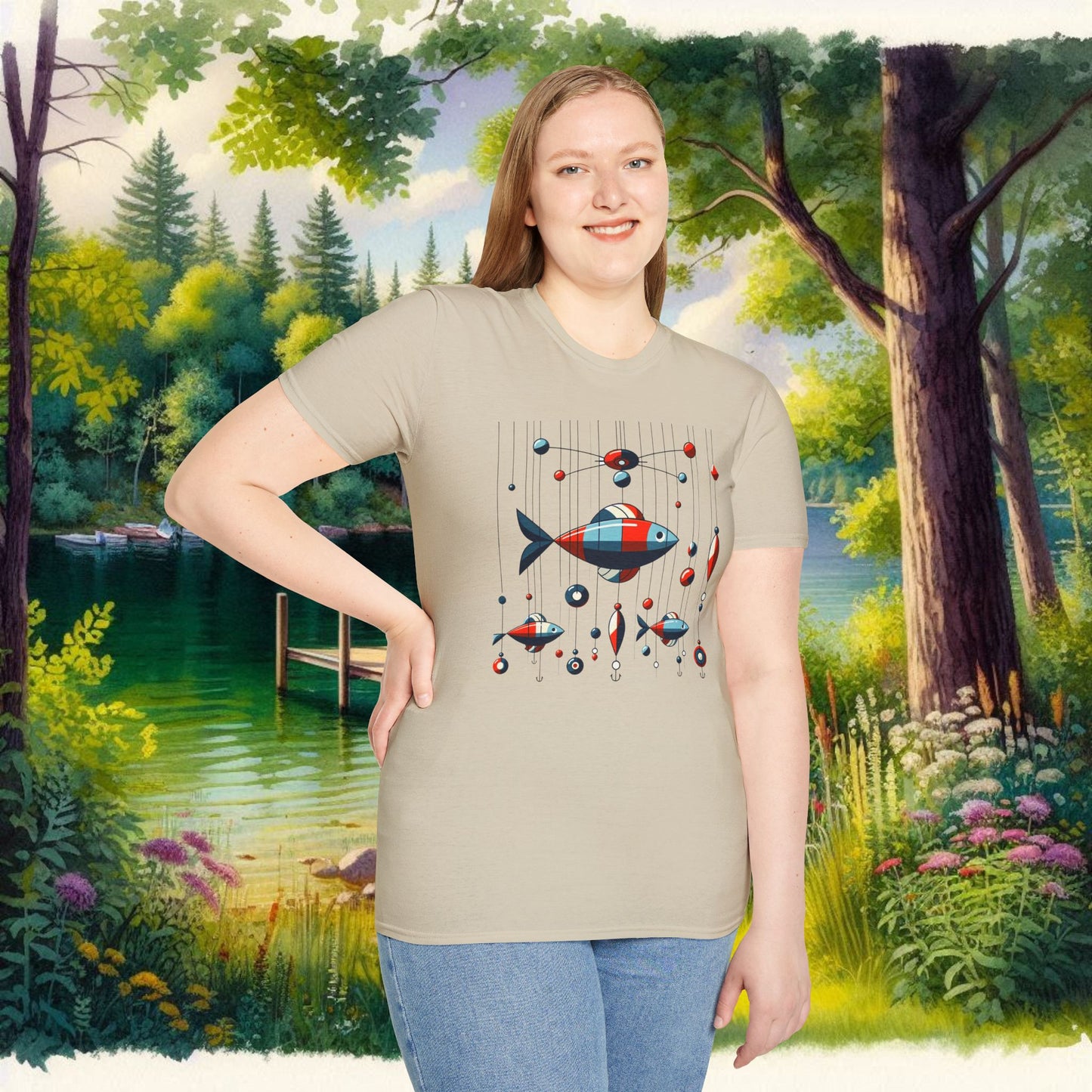 Mobile Fishing Unisex Softstyle T-Shirt