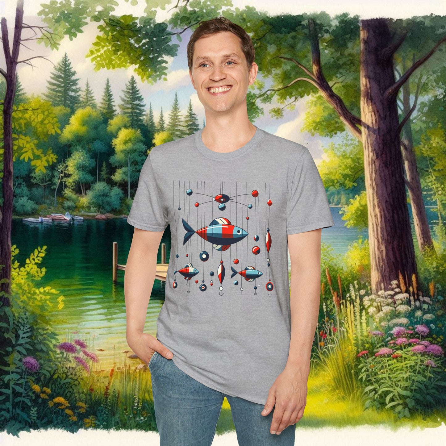Mobile Fishing Unisex Softstyle T-Shirt