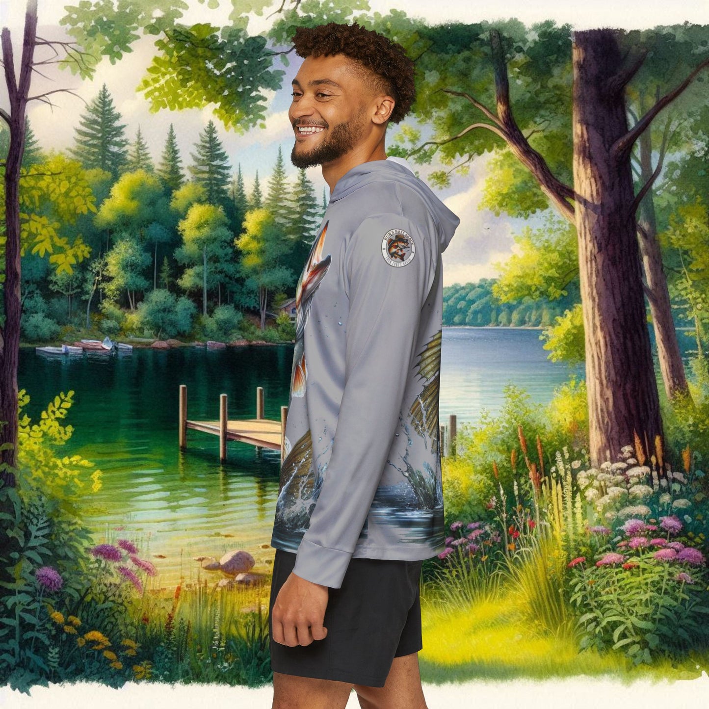 Jumping Bass Men's Sports Warmup Hoodie (AOP)