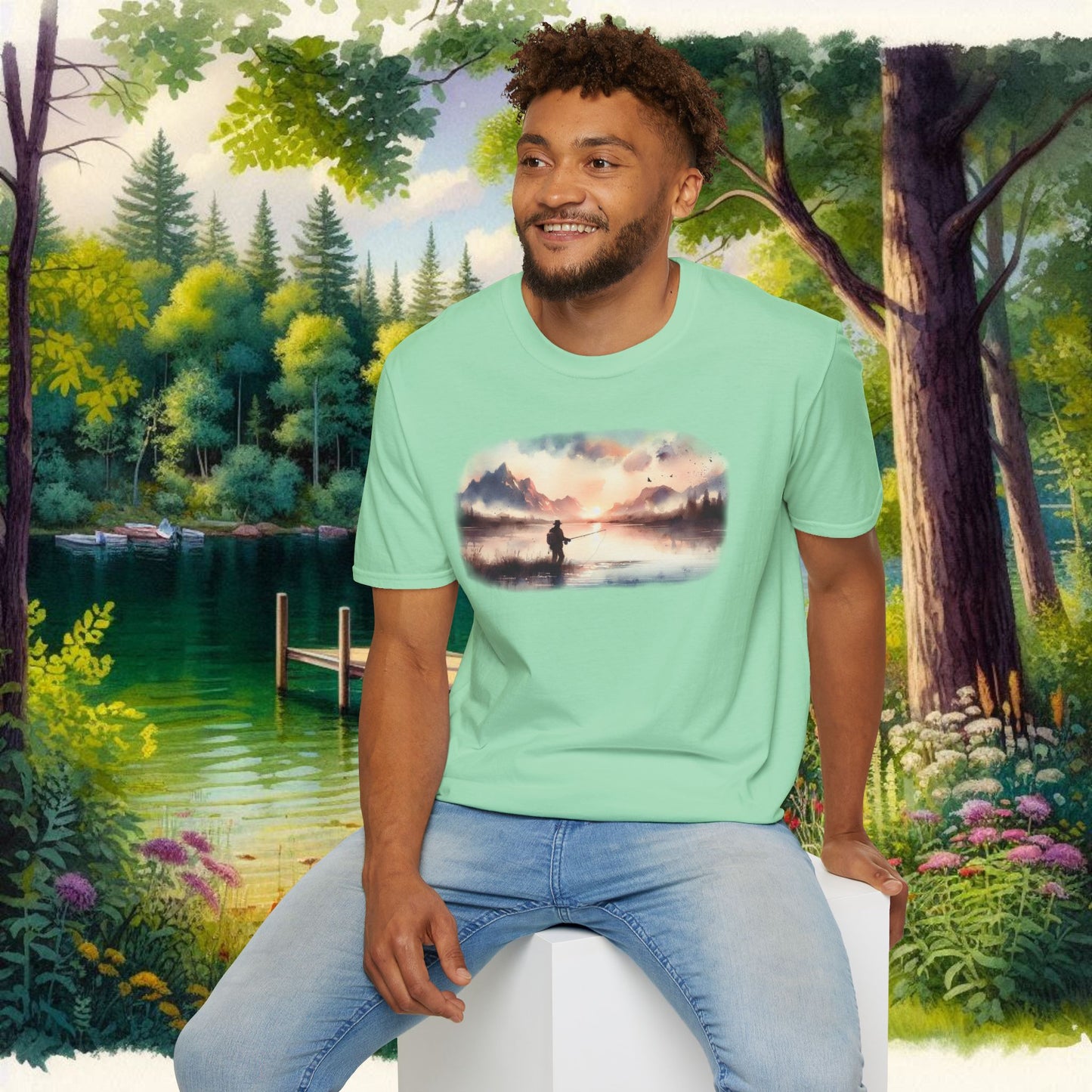 Alone Fishing Tee Unisex Softstyle T-Shirt