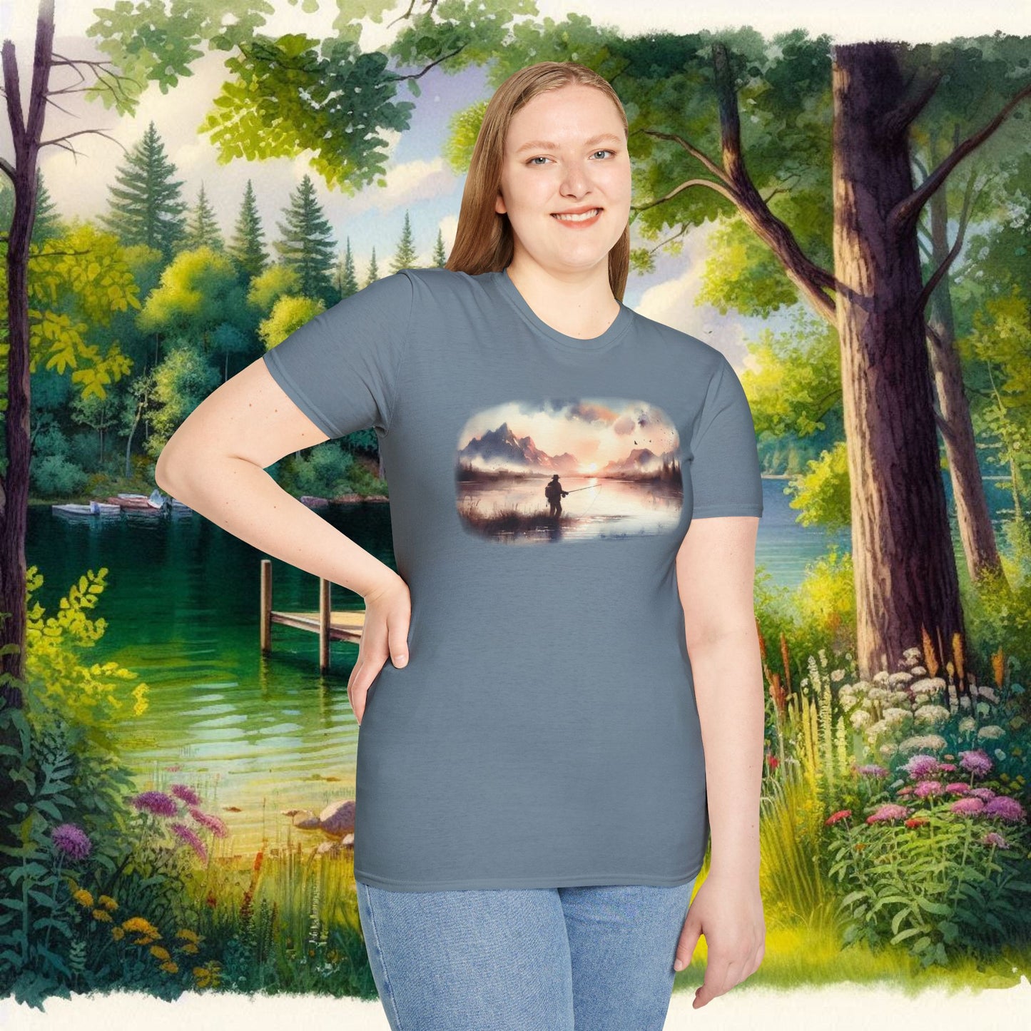 Alone Fishing Tee Unisex Softstyle T-Shirt