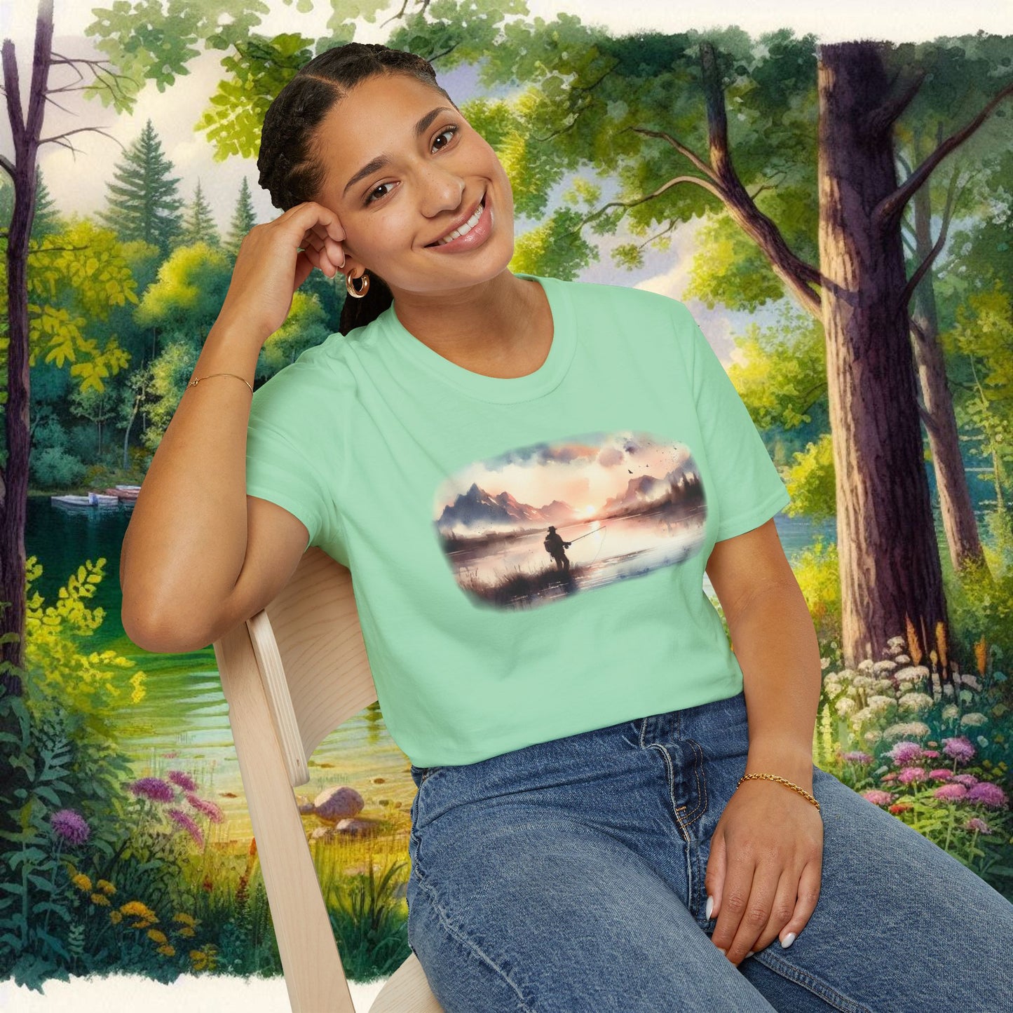 Alone Fishing Tee Unisex Softstyle T-Shirt