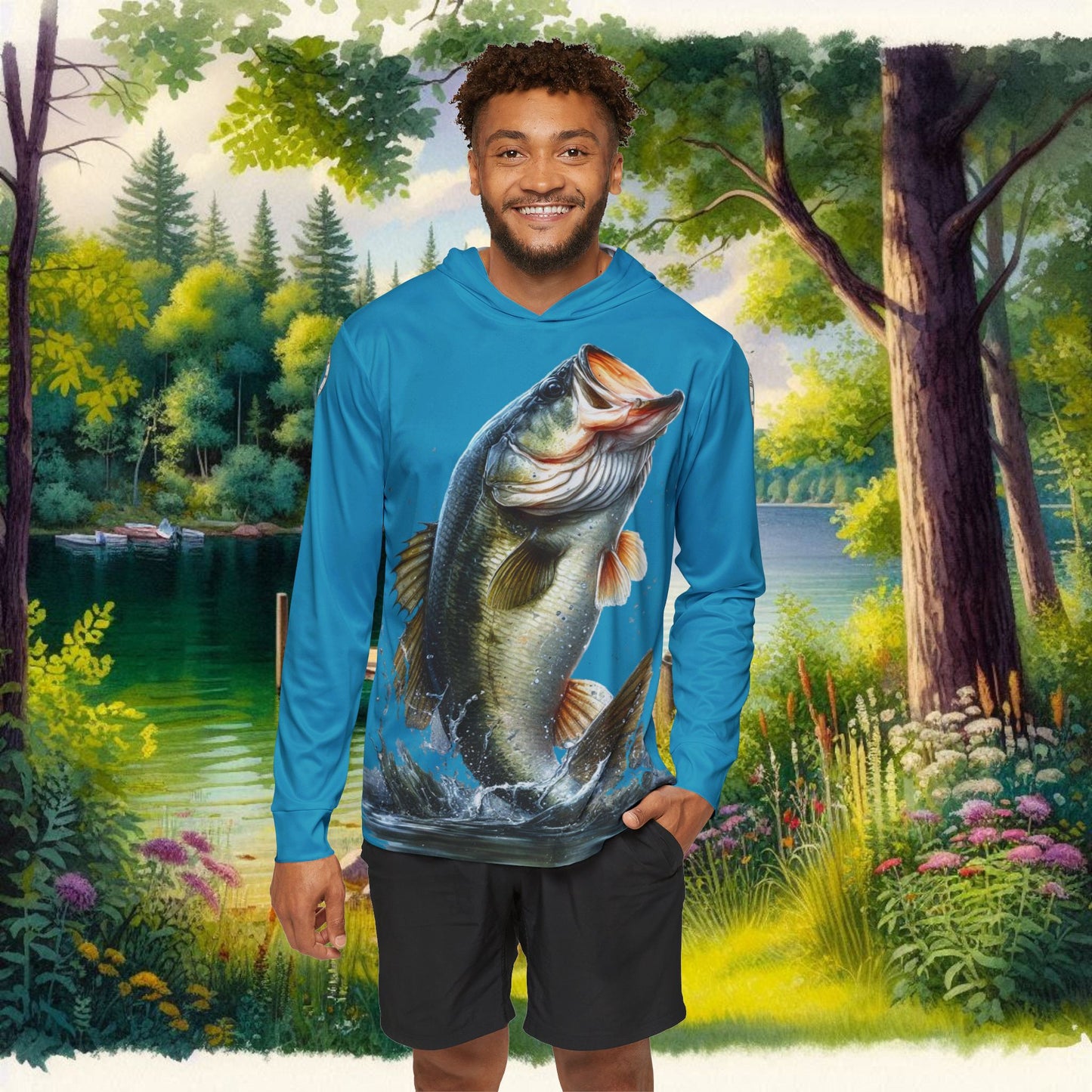 Jumping Bass Men's Sports Warmup Hoodie (AOP)